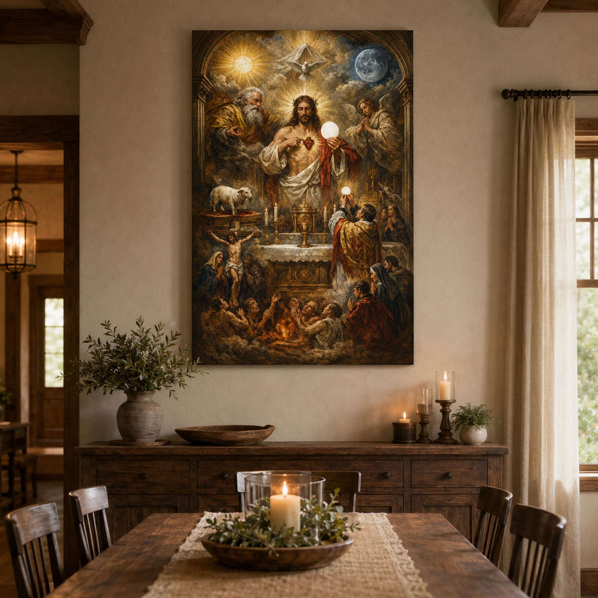 Jesus Christ Sacred Heart Wall Art, Catholic Canvas Print, Eucharistic ...