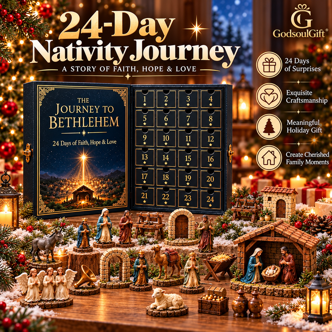 2026 Journey to Bethlehem Nativity Advent Calendar – 24 Figurines