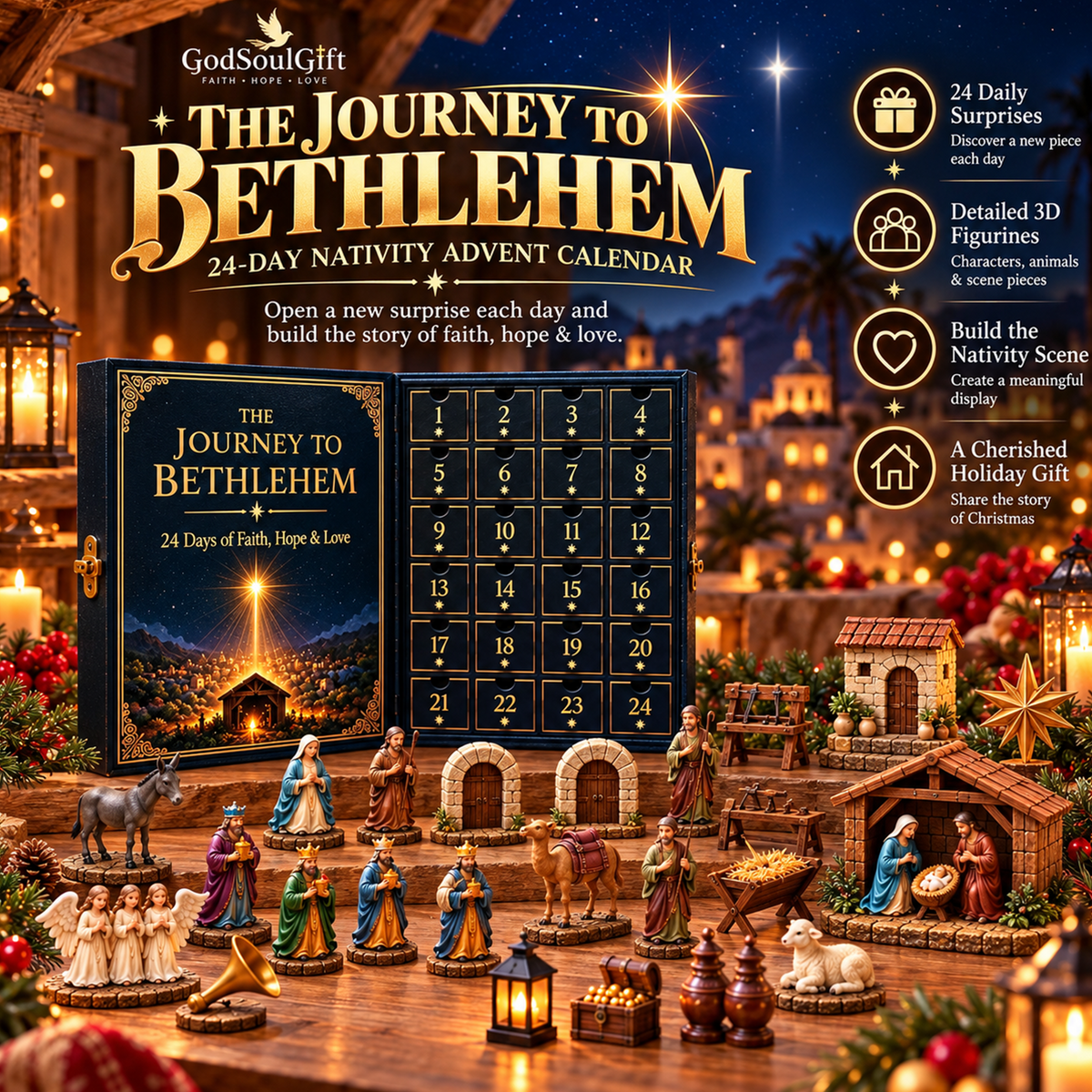 2026 Journey to Bethlehem Nativity Advent Calendar – 24 Figurines