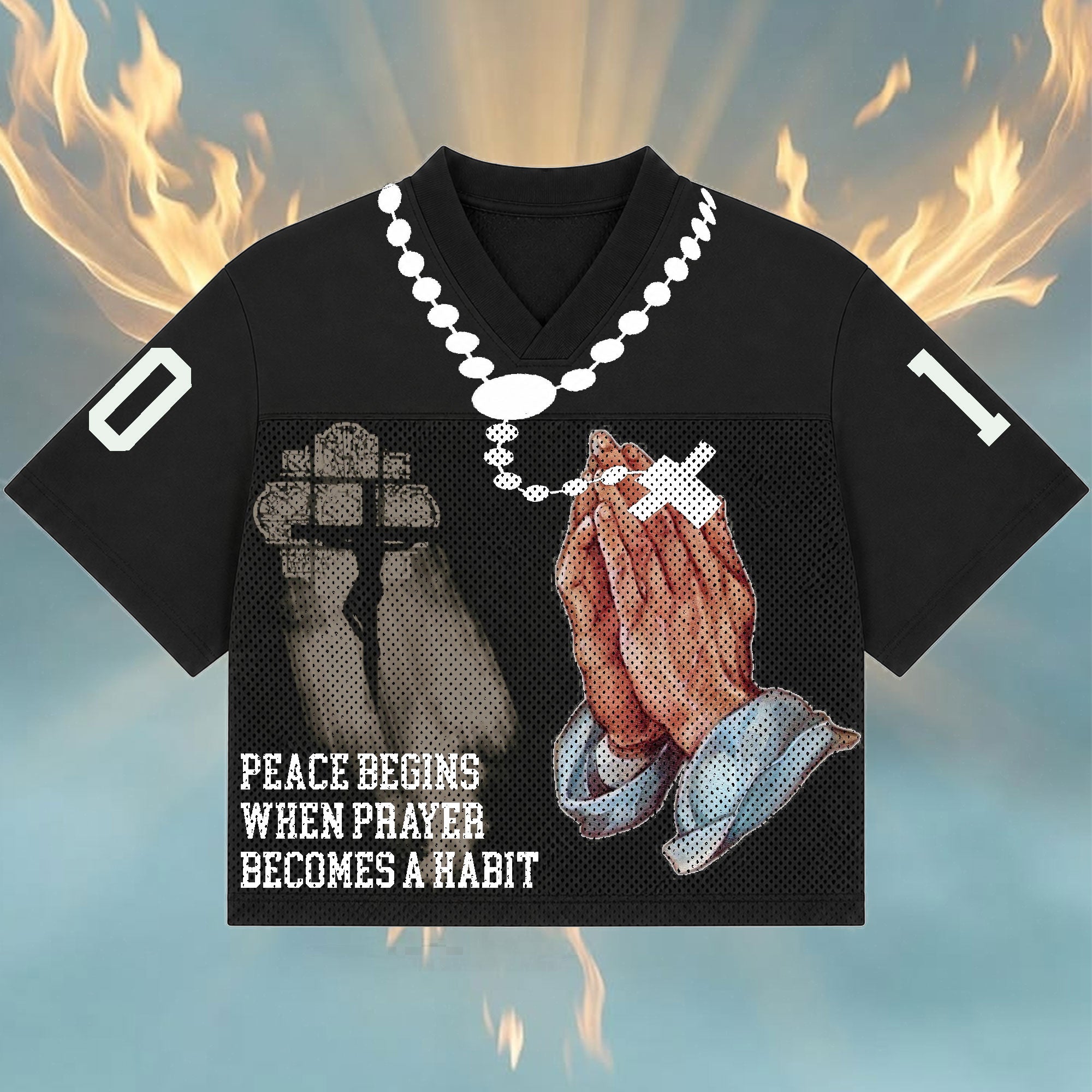 Personalized Prayer Rosary Mesh Jersey, Custom Name and Number Catholic Apparel