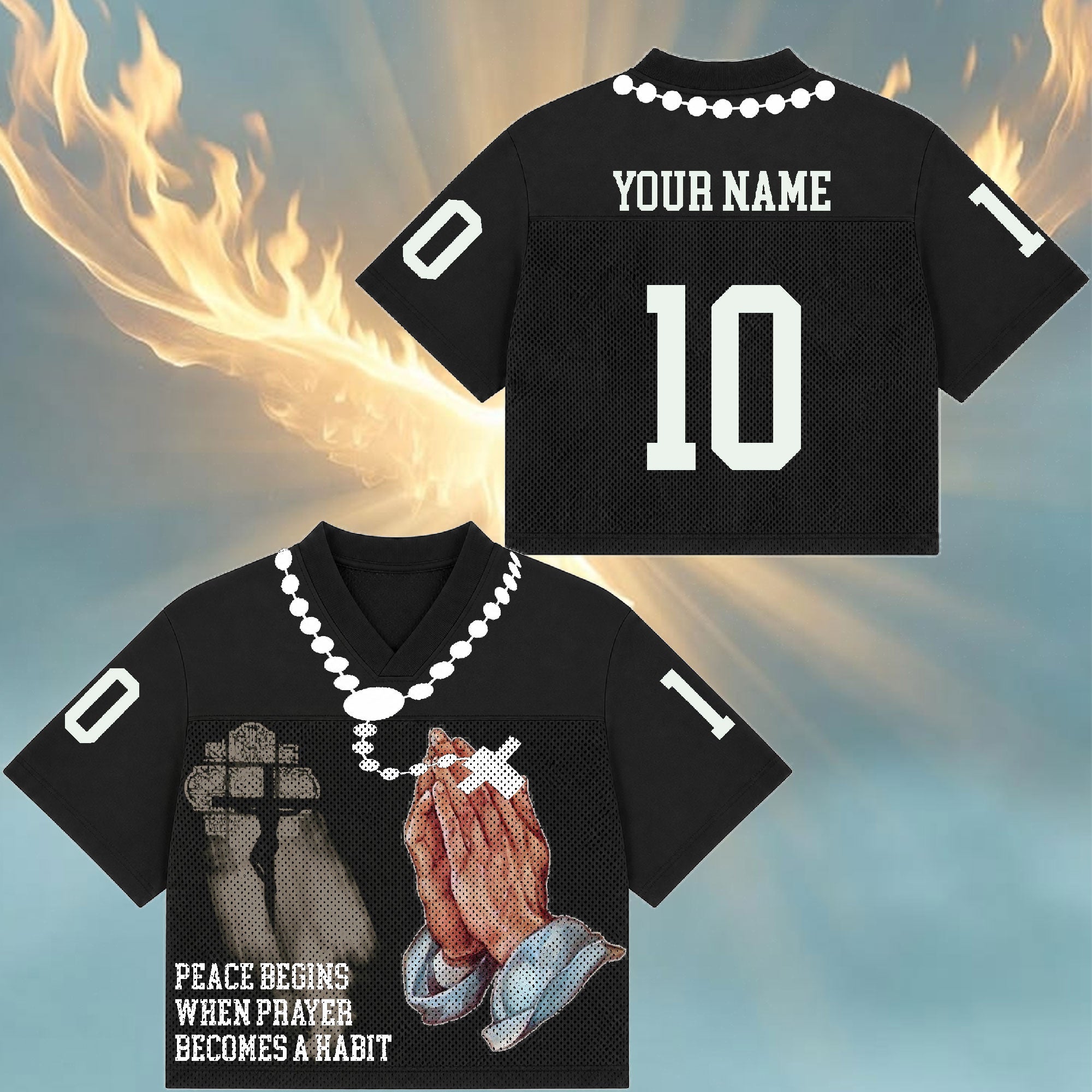 Personalized Prayer Rosary Mesh Jersey, Custom Name and Number Catholic Apparel