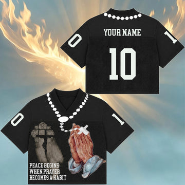 Personalized Prayer Rosary Mesh Jersey, Custom Name and Number Catholic Apparel