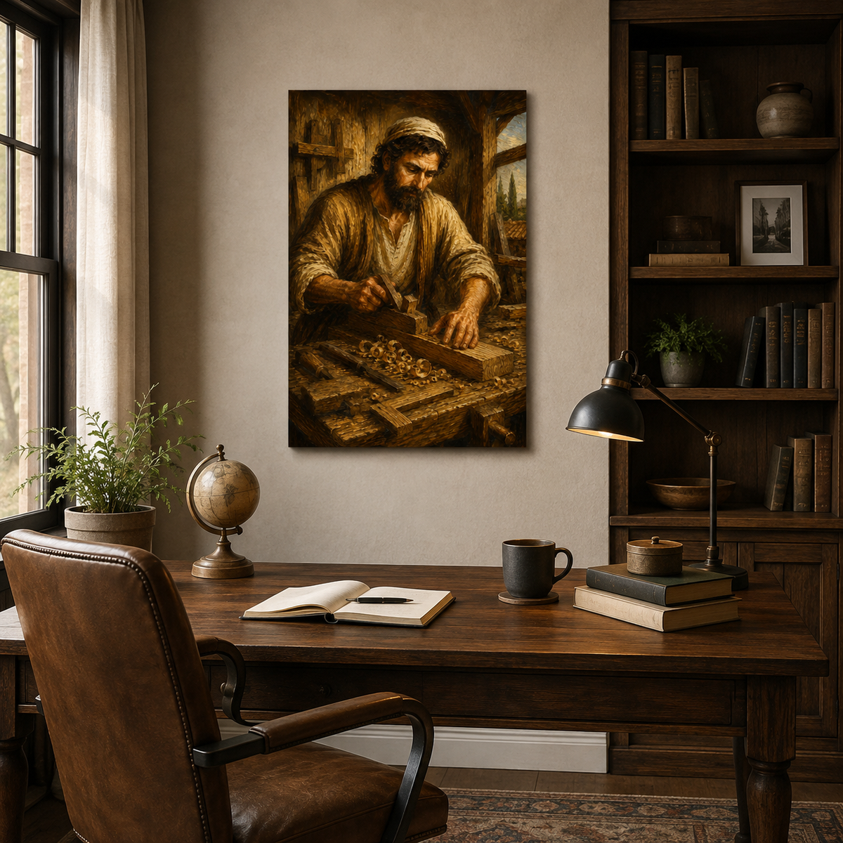 Saint Joseph the Carpenter Canvas Print, Catholic Wall Decor, Christian Gift for Home