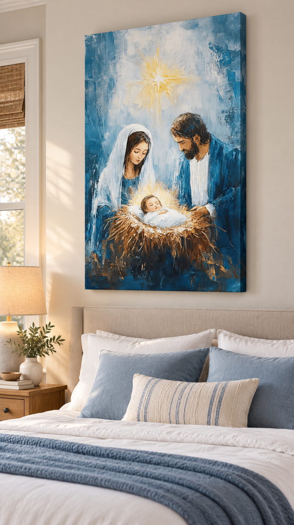 Holy Family Nativity Canvas Print, Baby Jesus Christmas Wall Art, Christian Religious Home Decor, Faith Gift for Christmas