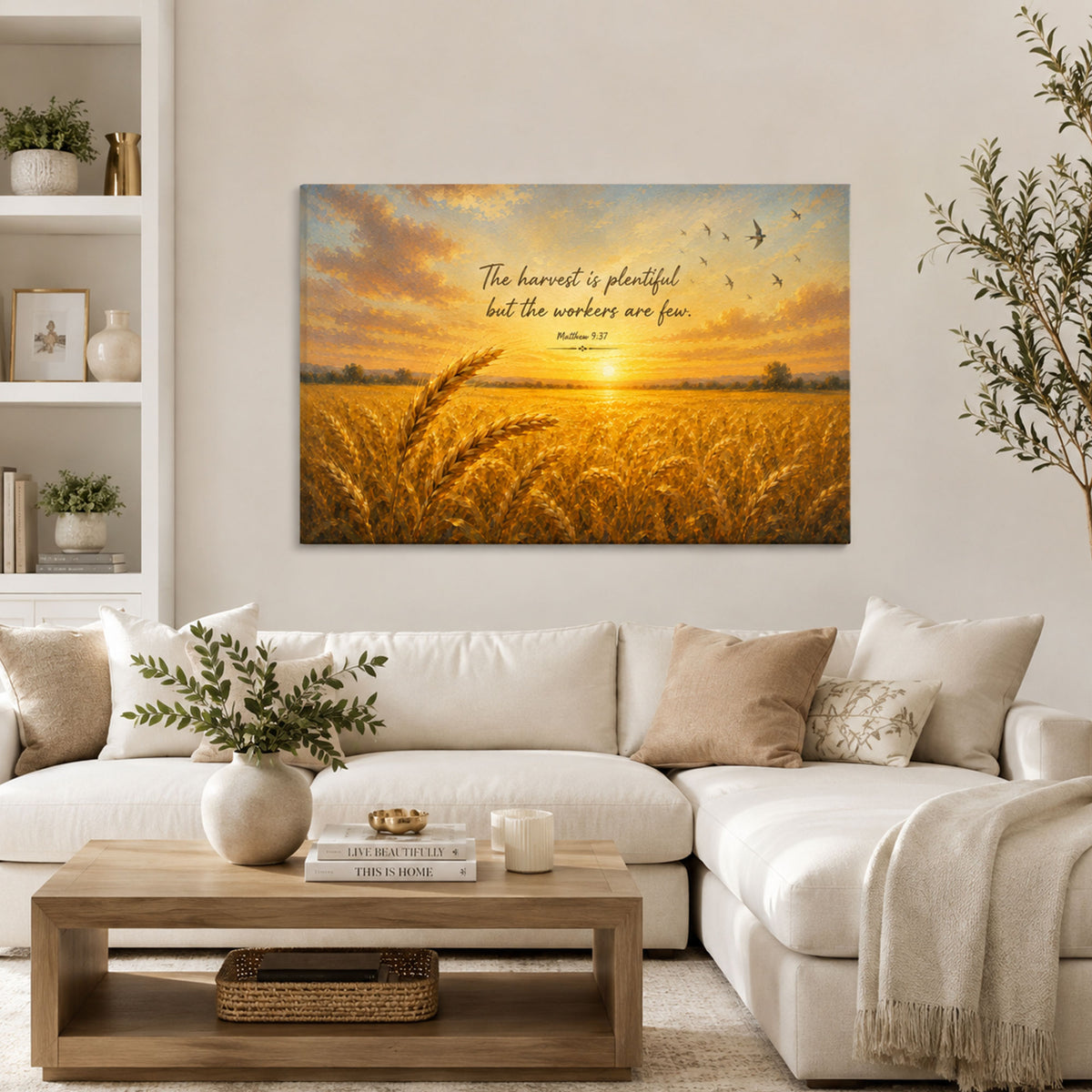 The Harvest Is Plentiful Canvas Print, Matthew 9:37 Bible Verse, Christian Wall Decor