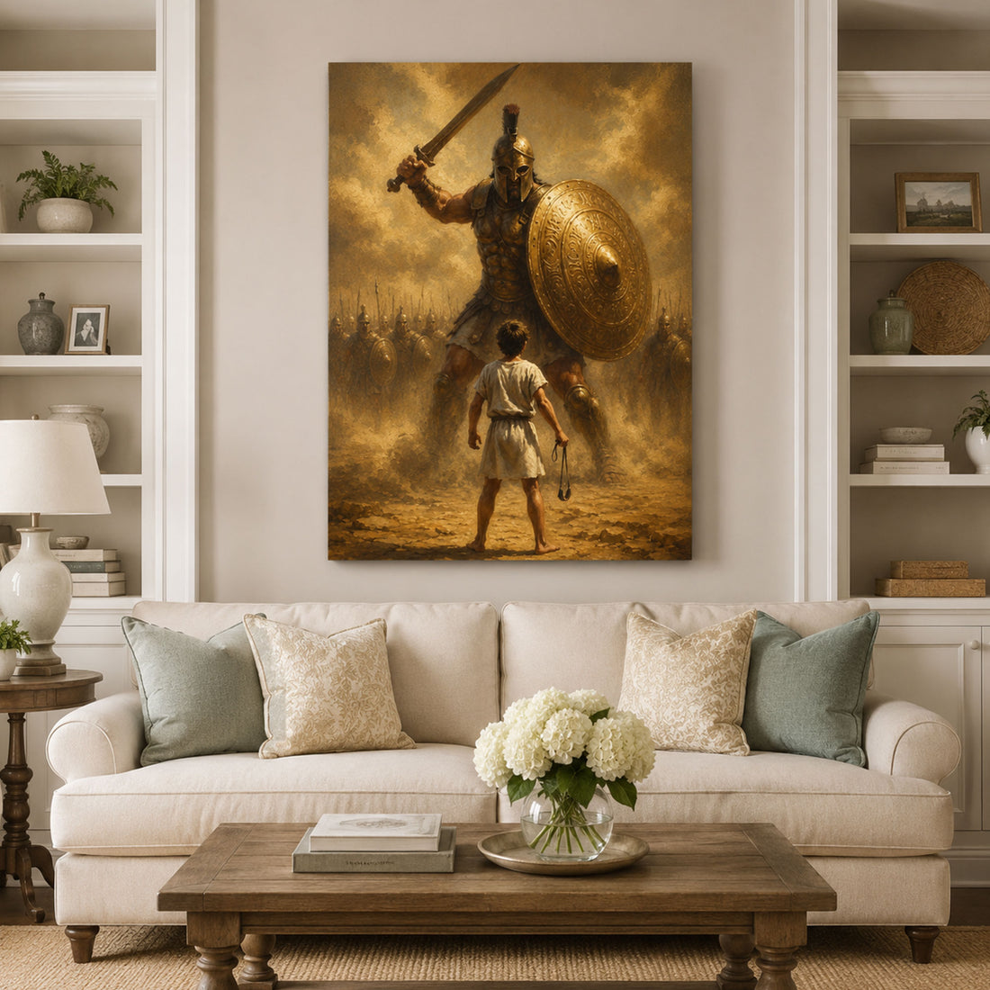 The Battle Is the Lord’s David and Goliath Canvas Print, Christian Home Decor