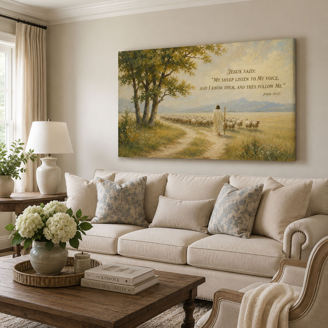 My Sheep Listen to My Voice John 10:27 Canvas Print, Christian Home Decor