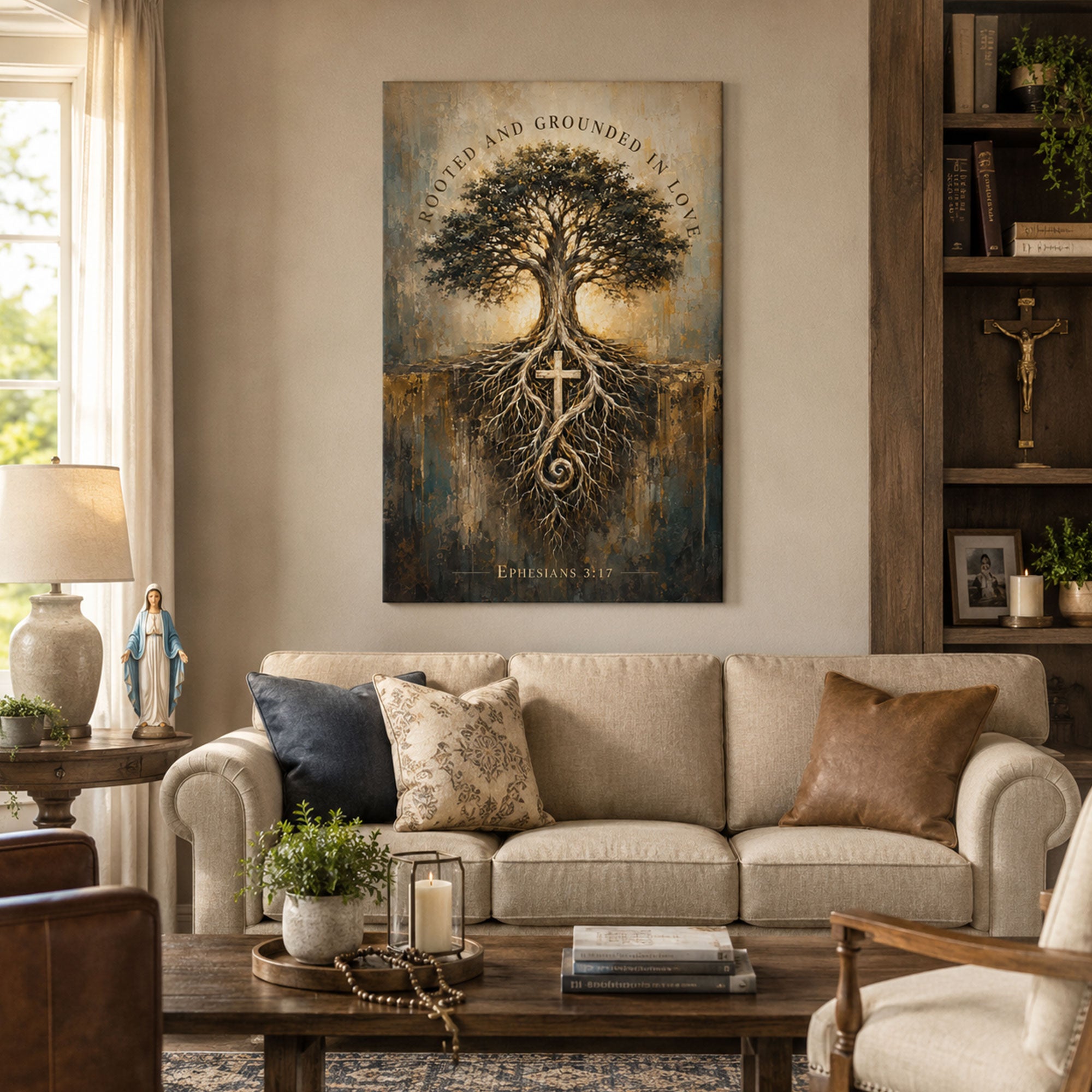 Ephesians 3:17 Rooted and Grounded in Love Canvas Print, Christian Home Decor