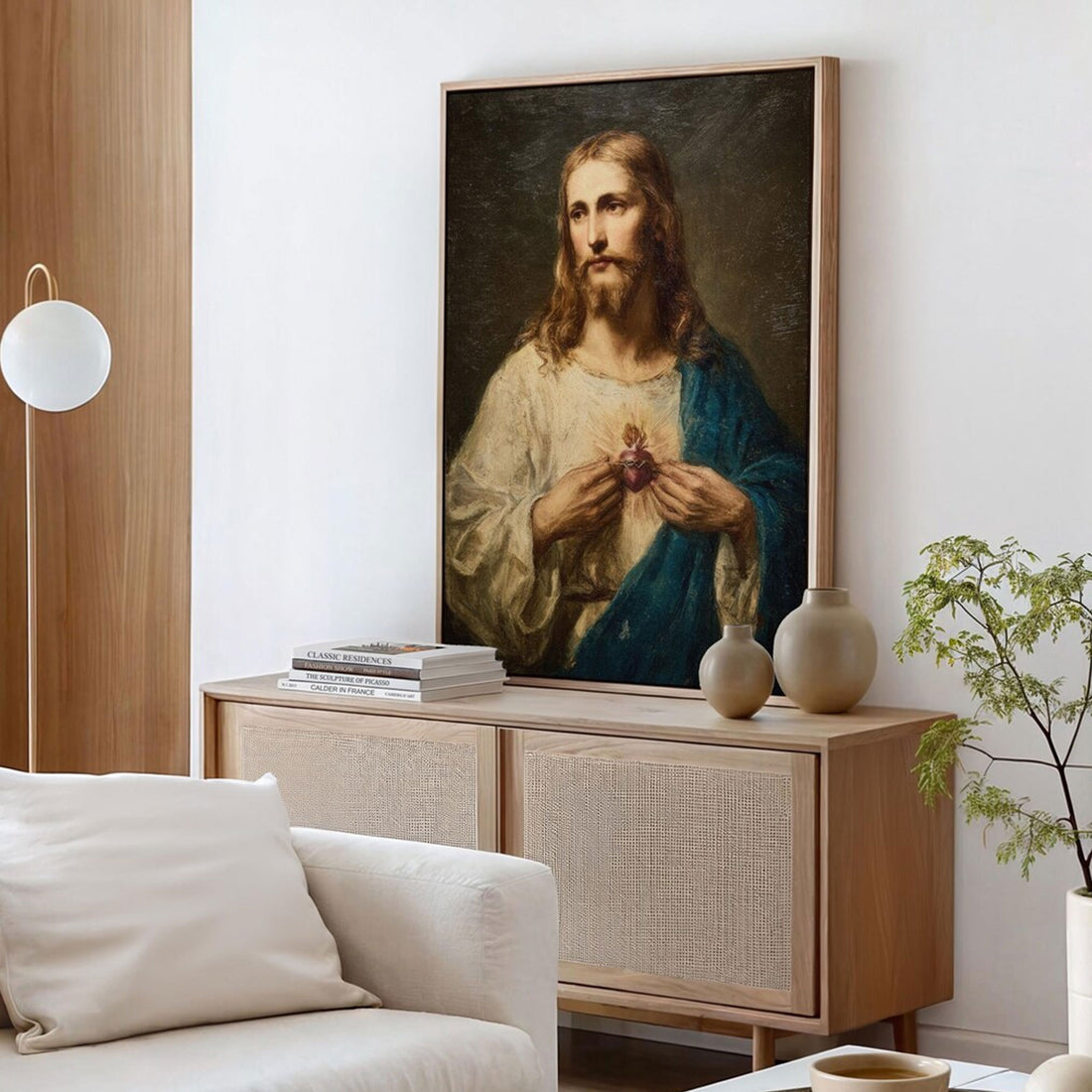 Sacred Heart of Jesus Canvas Wall Art, Catholic Religious Decor, Christian Faith Home Gift