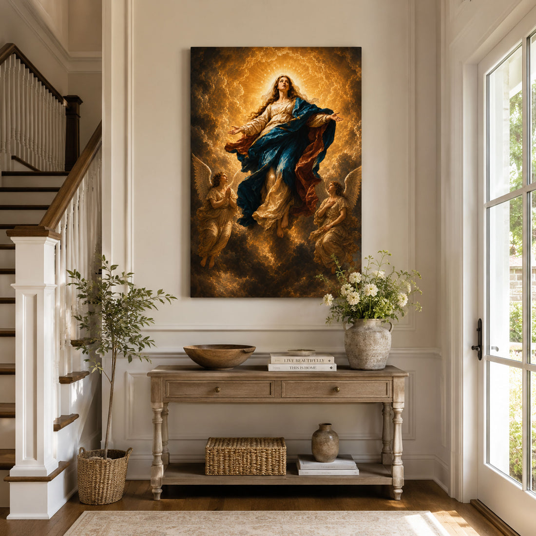Assumption of Virgin Mary Canvas Print, Catholic Home Decor