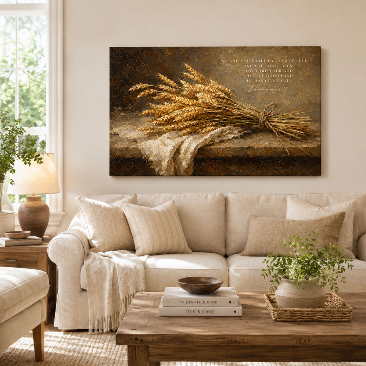 Deuteronomy 8:10 Canvas Print, Bless the Lord for the Good Land Christian Wall Decor, Bible Verse Faith Gift