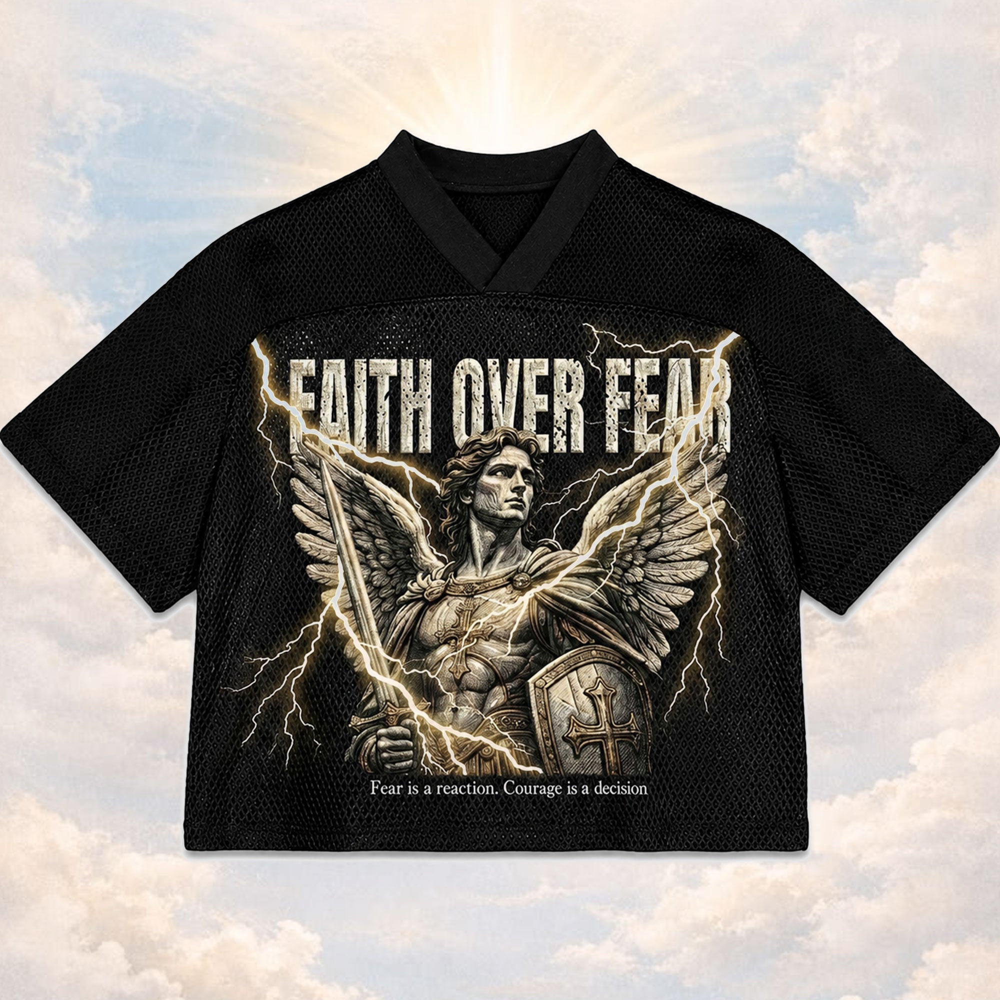 Faith Over Fear Saint Michael Mesh Jersey, Christian Warrior Apparel