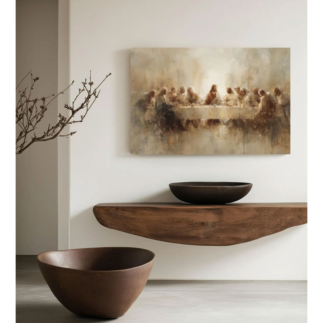 Modern Last Supper Wall Art, Minimalist Style Digital Print on Canvas, Christian Gift for Modern Homes, Large Religious Dining Room Decor
