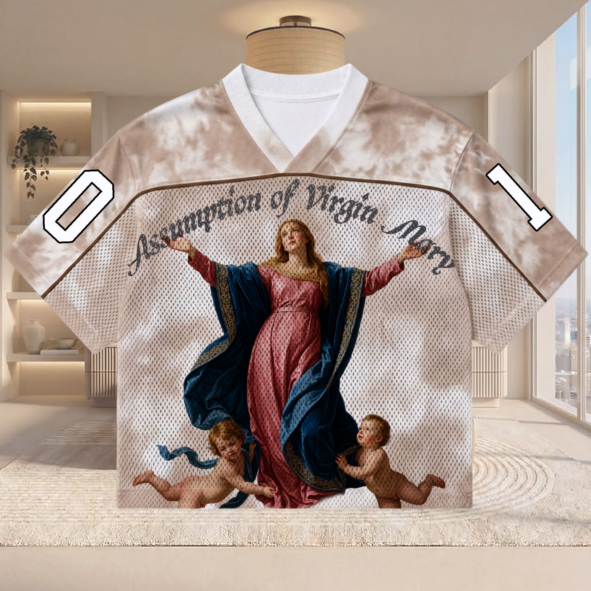 Personalized Assumption of Virgin Mary Mesh Jersey, Custom Name and Number Catholic Apparel