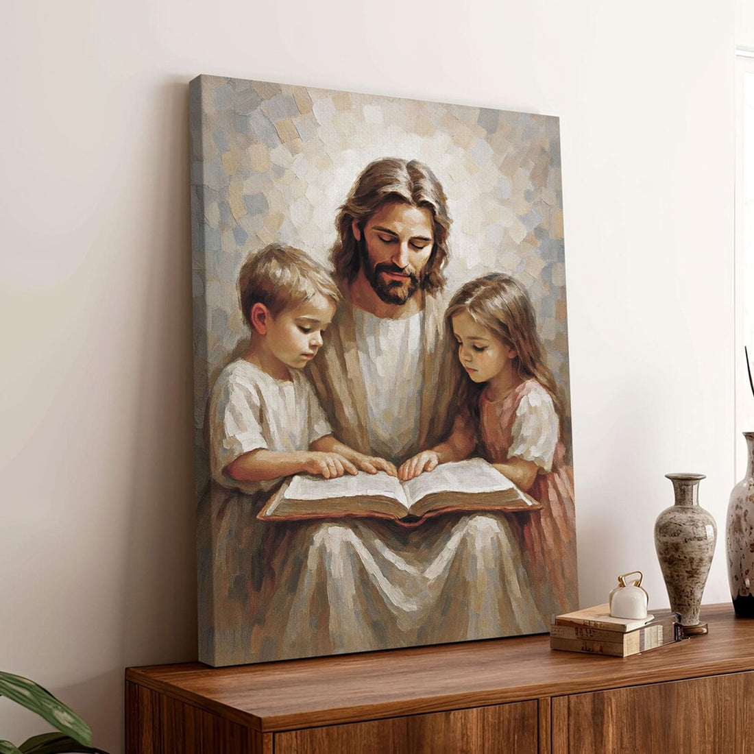 Jesus and Child Canvas Print, Jesus Teaching Children , Christian Religious Home Decor