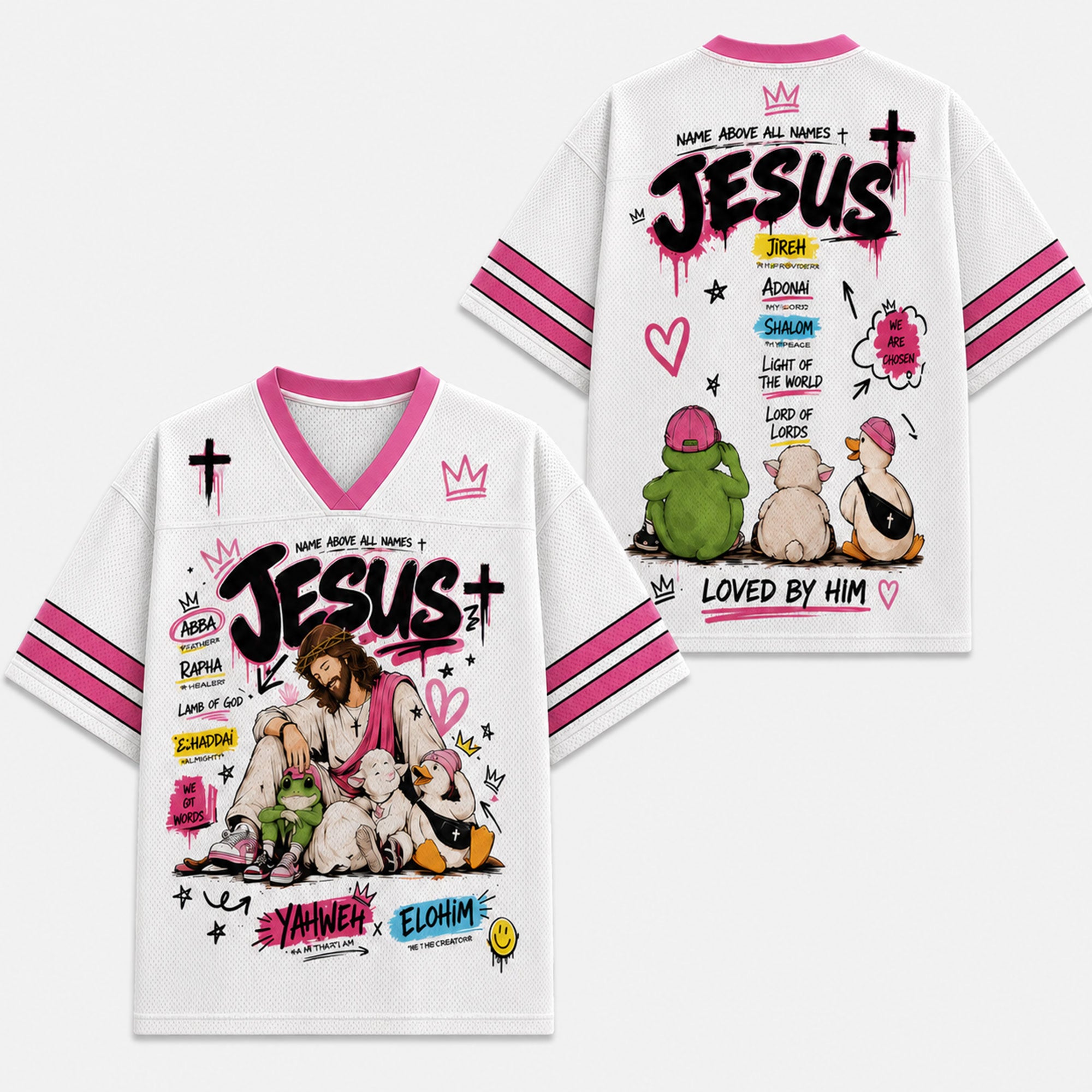 Jesus Loved by Him Mesh Jersey, Names of God Christian Apparel