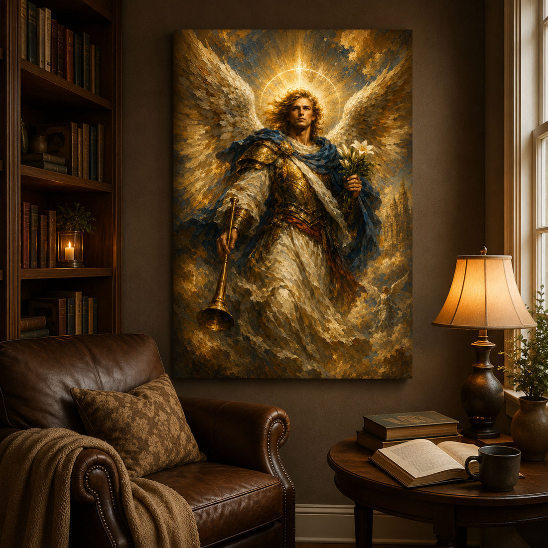 Archangel Gabriel Canvas Print, Christian Angel Wall Art, Faith Home Decor