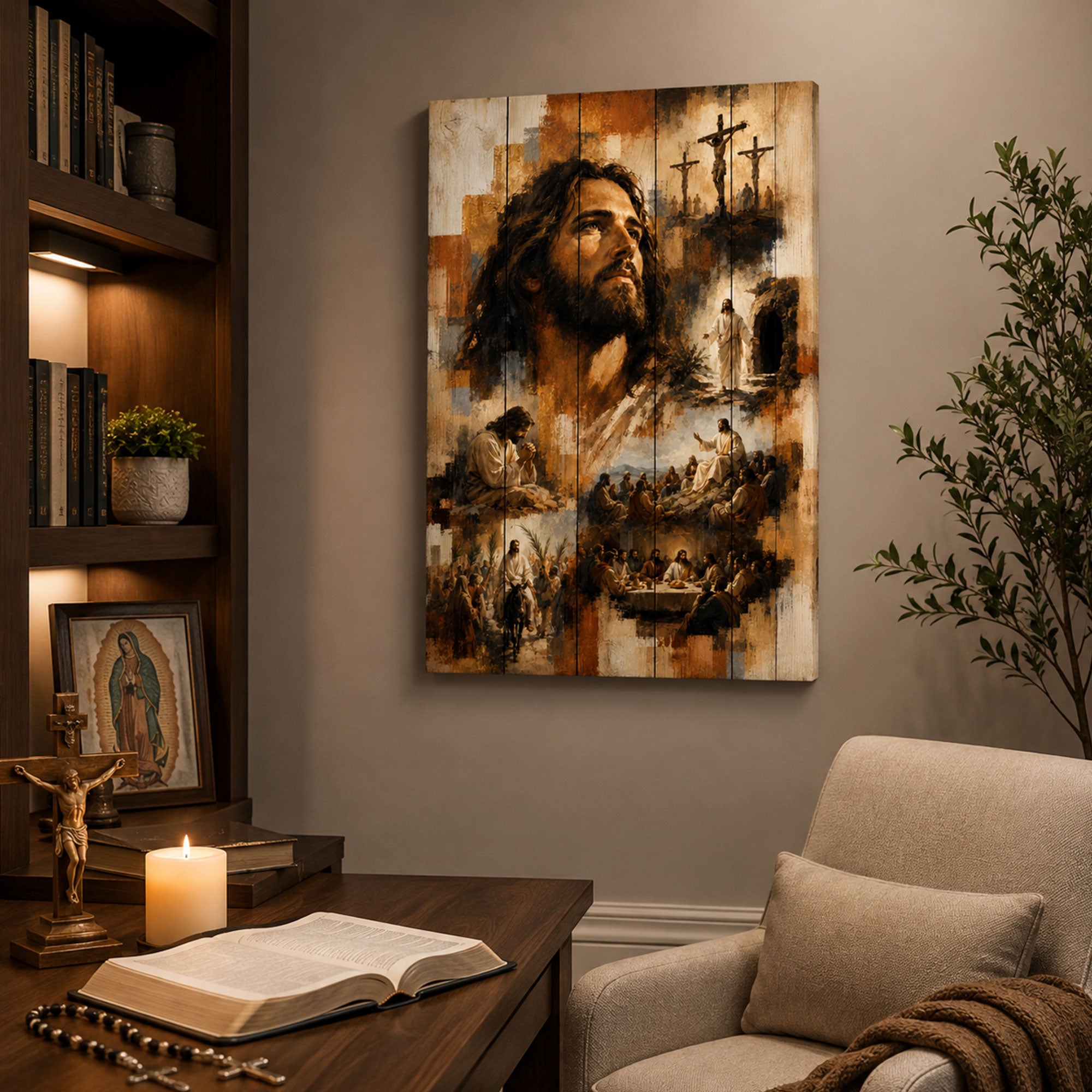 Life of Jesus Christ Canvas Print, Biblical Story Christian Wall Art