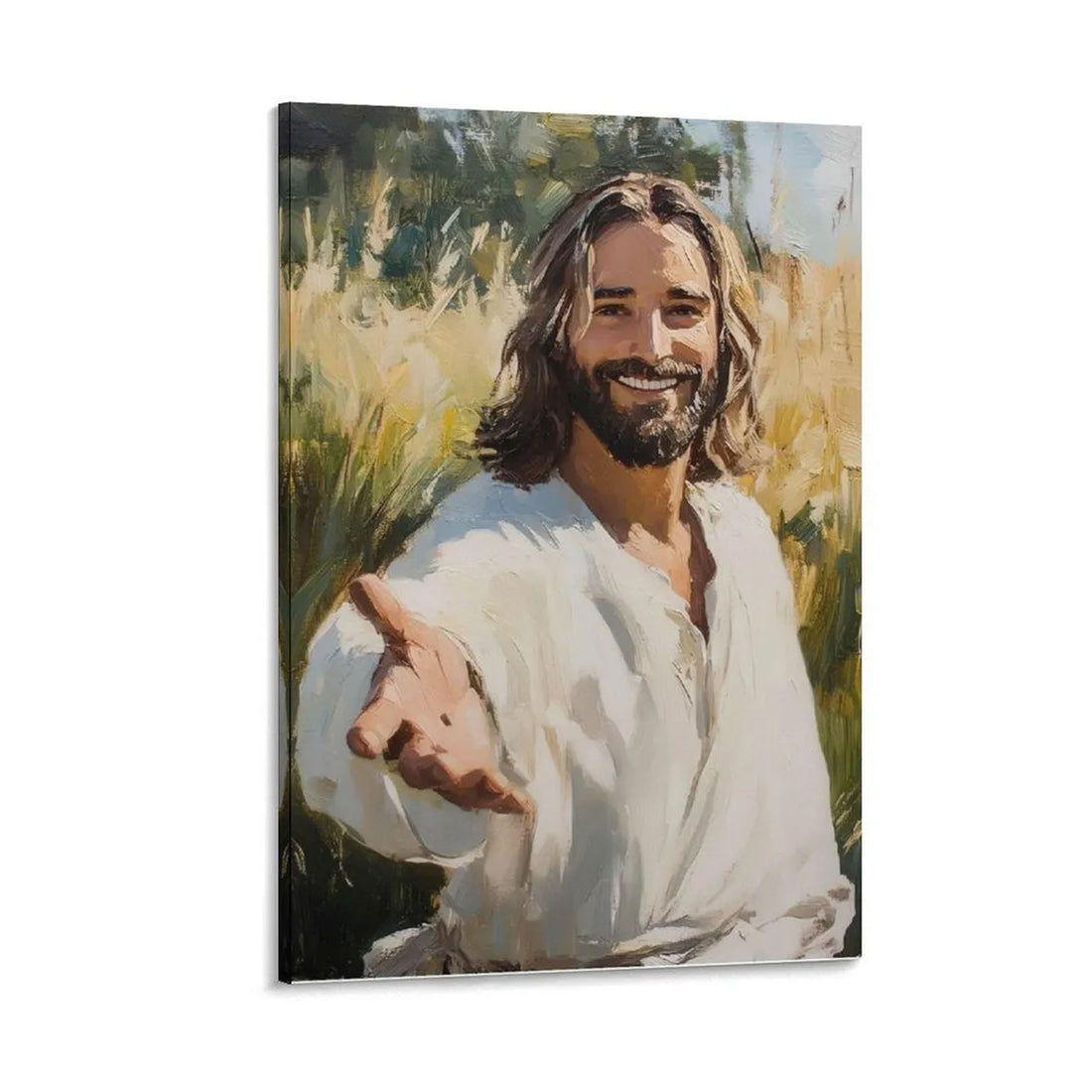 Jesus Reaching Out Canvas Wall Art, Christian Painting, Inspirational Religious Home Decor