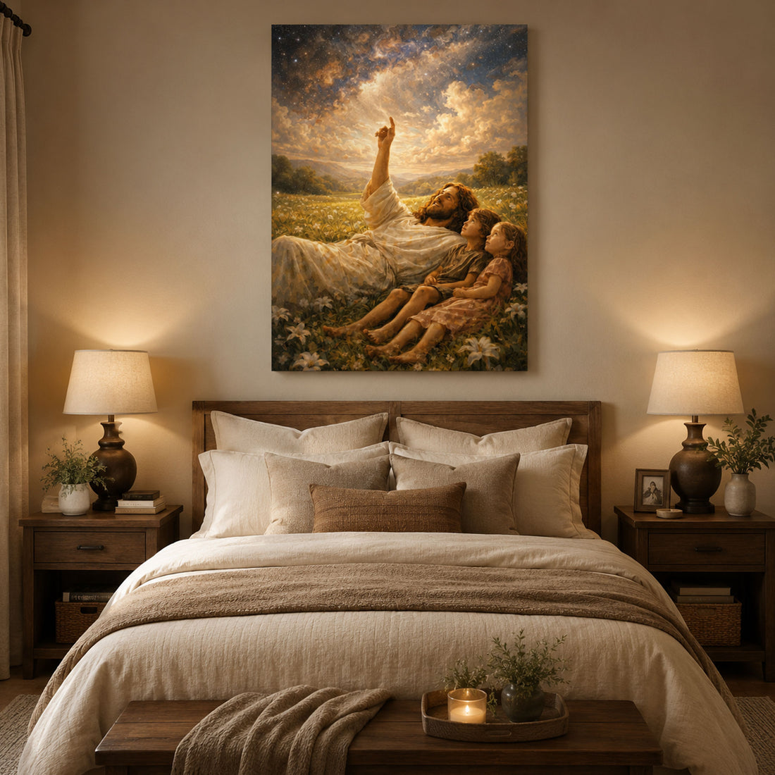 Jesus Teaching Children Art Print Christian Wall Decor Faith Inspired Canvas Print