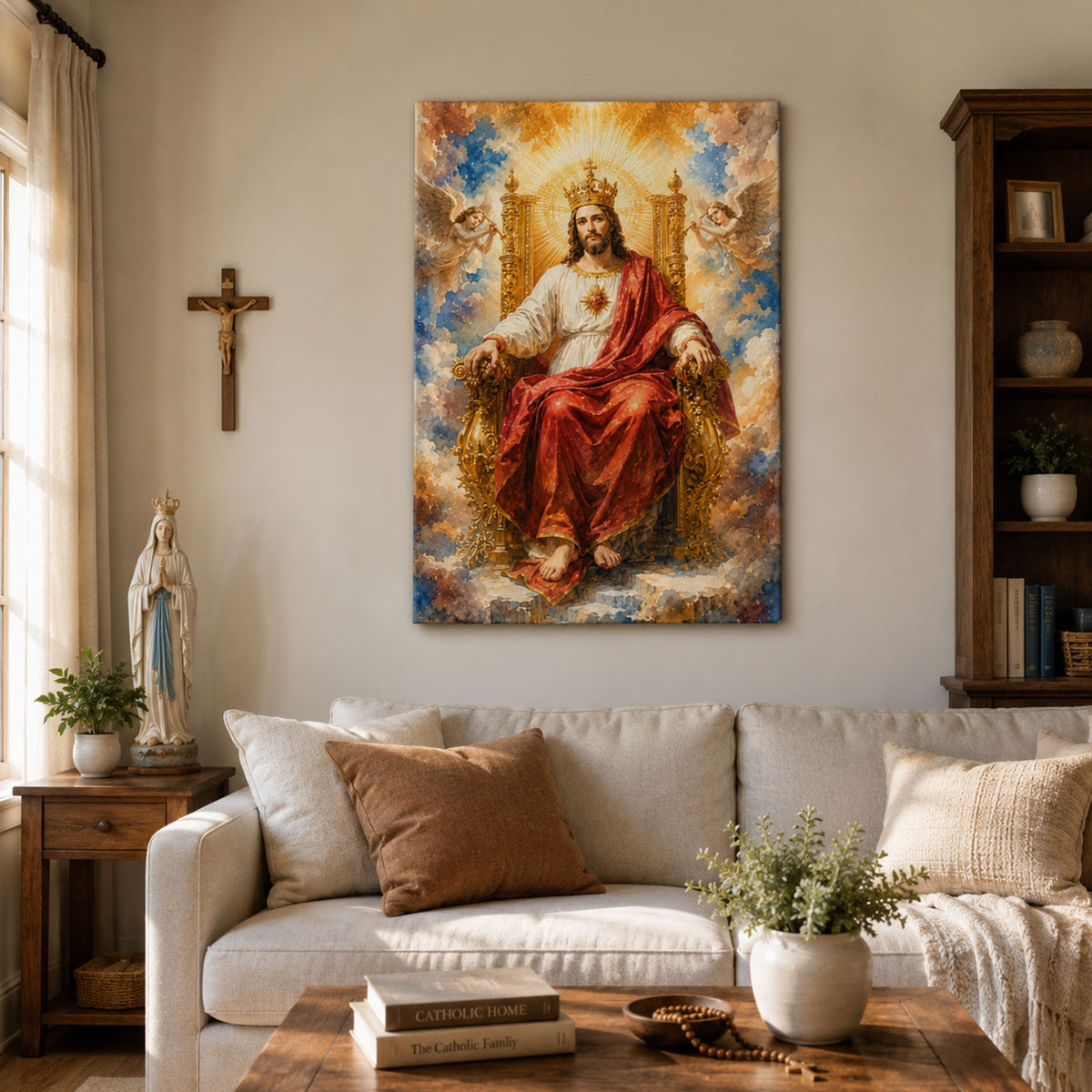 Christ the King on His Heavenly Throne Canvas Print, Catholic Home Decor