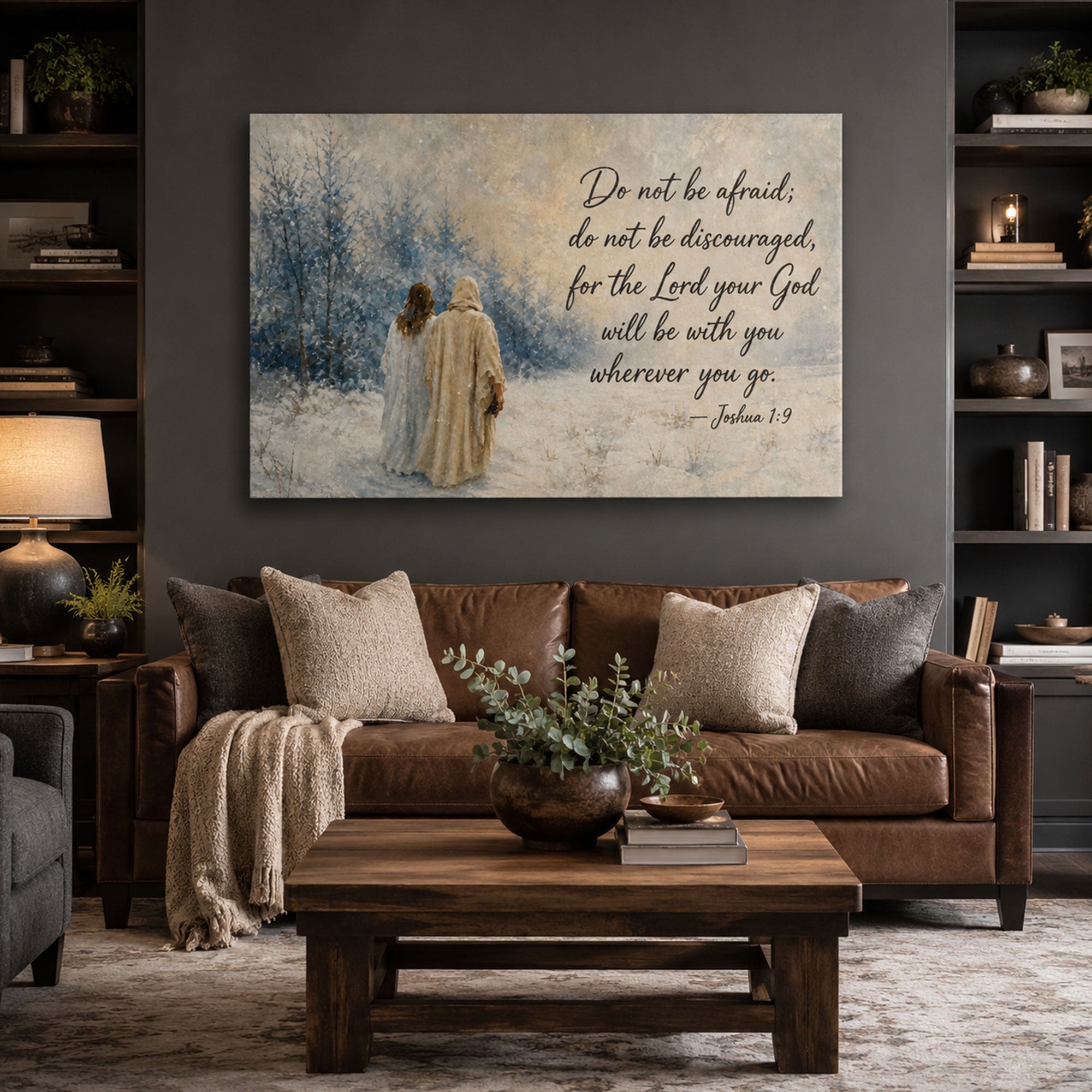 Personalized Bible Verse Winter Canvas Print, Christian Faith Home Decor