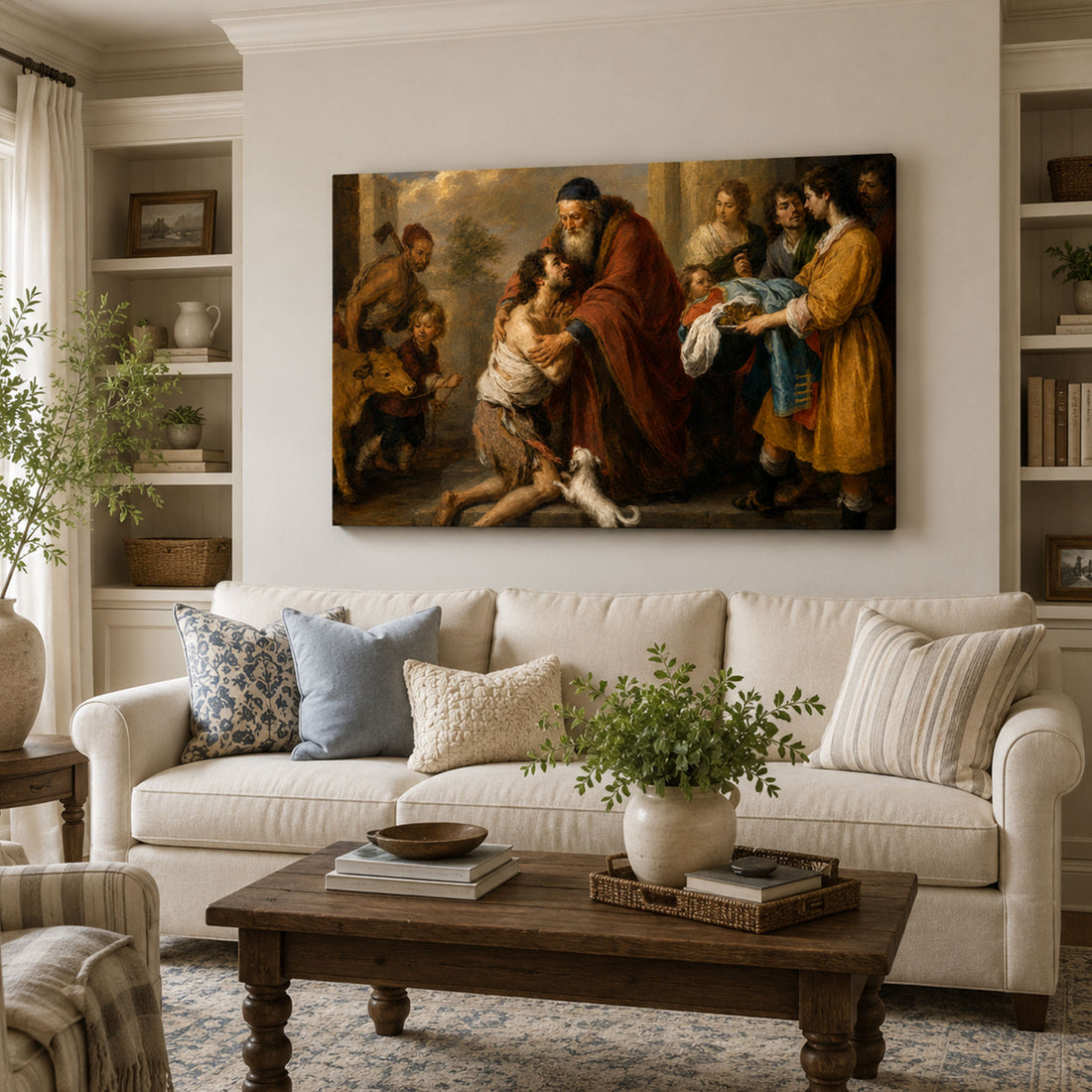 Luke 15 Prodigal Son Reunion Canvas Print, Christian Home Decor
