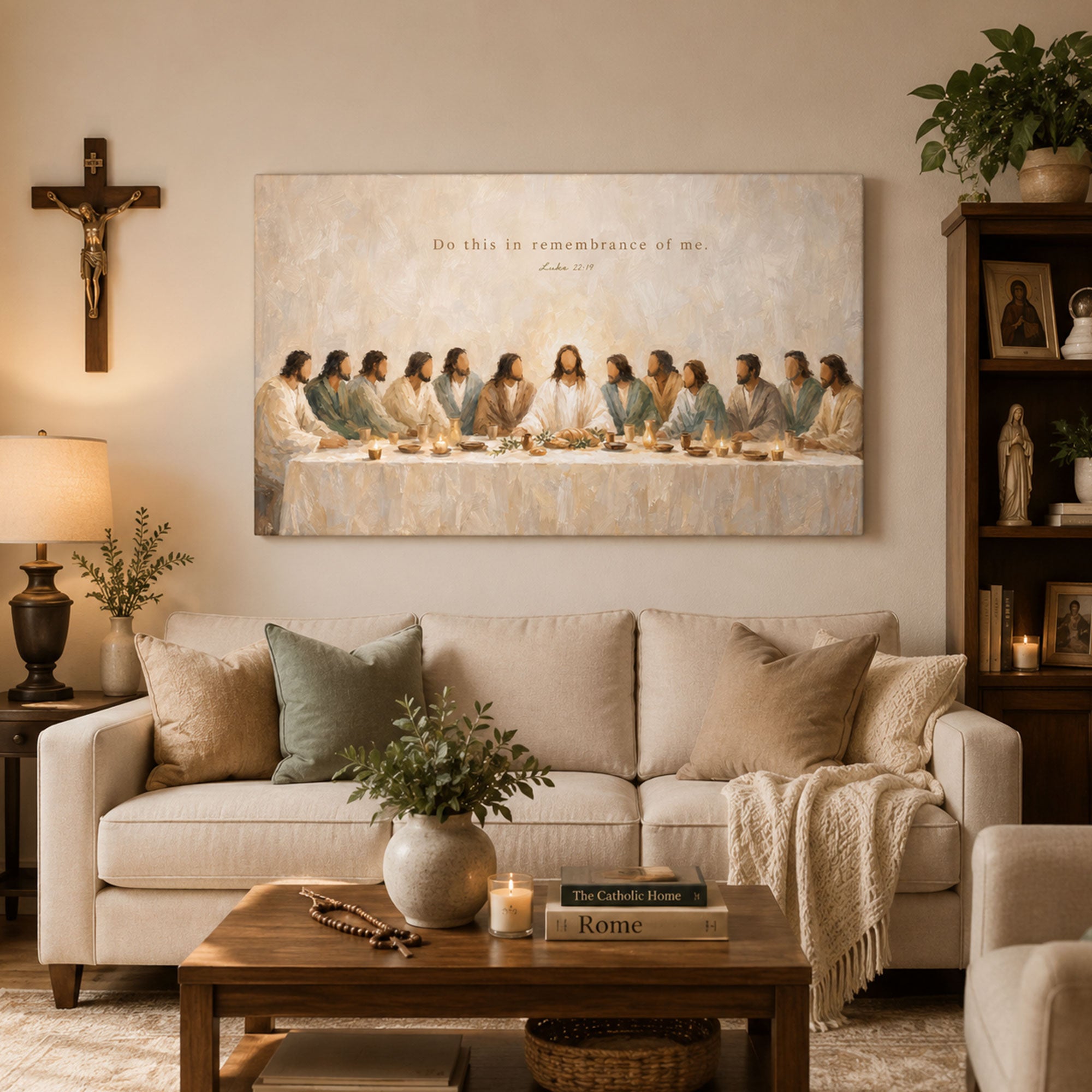 Luke 22:19 Do This in Remembrance of Me Canvas Print, Last Supper Christian Home Decor
