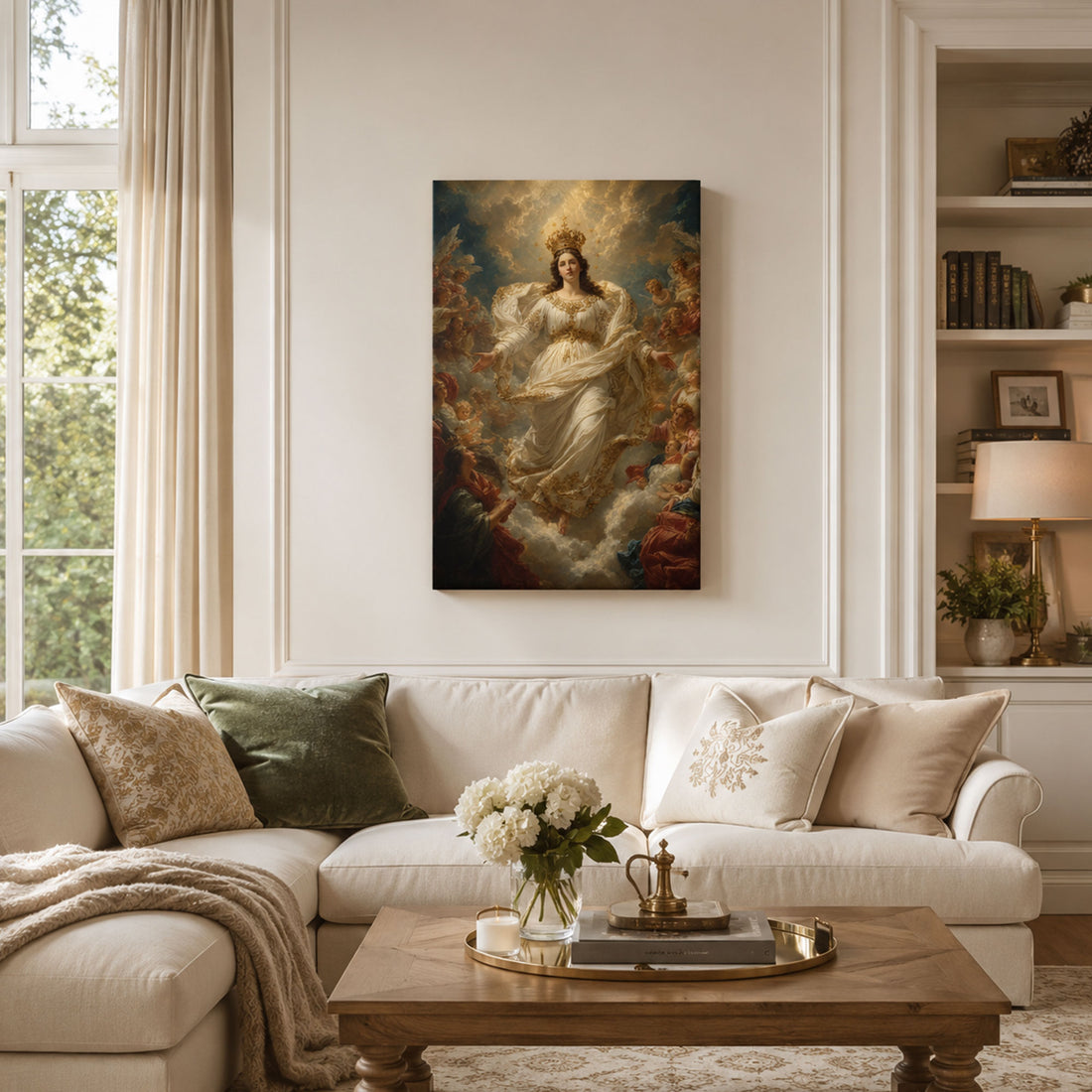 Assumption of Virgin Mary with Angels Canvas Print, Catholic Home Decor