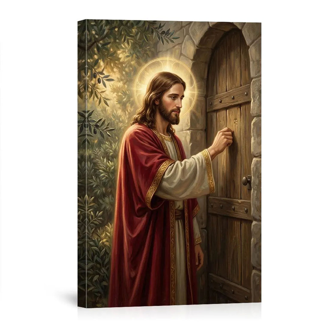 Jesus Knocking Door Wall Art, Christian Canvas Print, Biblical Faith Home Decor, Religious Gift Idea
