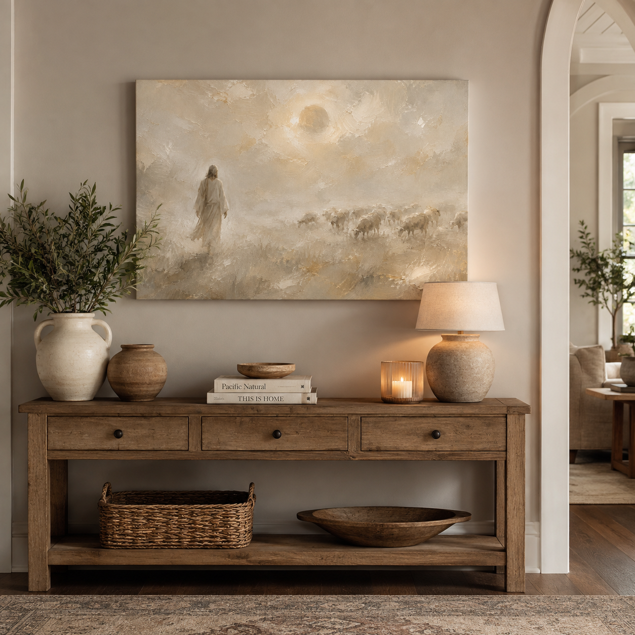 Jesus Left the 99 Canvas Print, Jesus the Good Shepherd Christian Wall Art