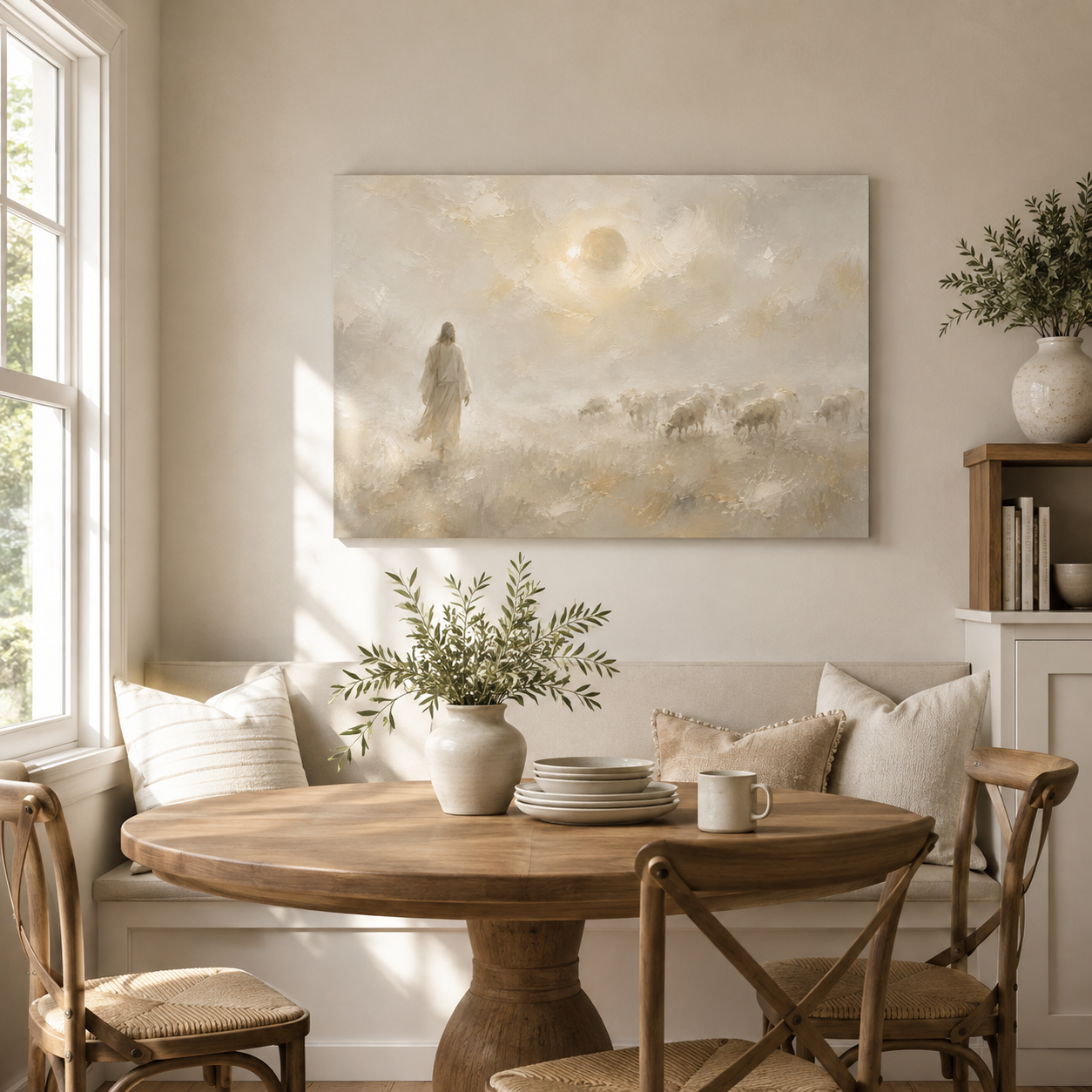 Jesus Left the 99 Canvas Print, Jesus the Good Shepherd Christian Wall Art