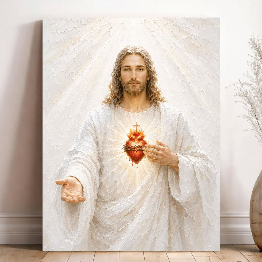 Christian Wall Art of Mercy and Hope, Peaceful Savior Canvas Print Filled With Grace and Faith