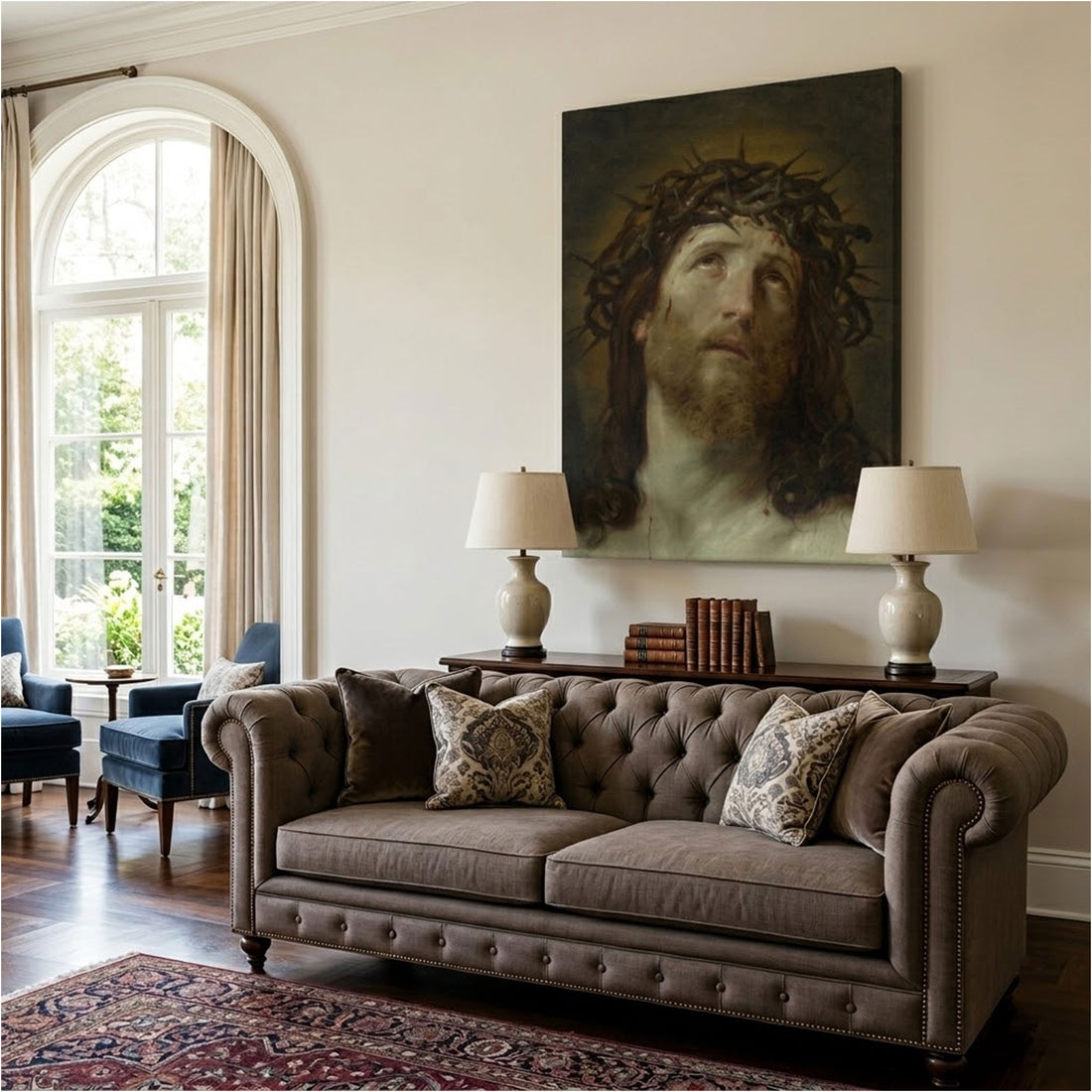 Head of Christ Crowned with Thorns Canvas Print, Guido Reni Wall Art, Vintage Religious Painting, Classic Christian Decor, Famous Art Gift
