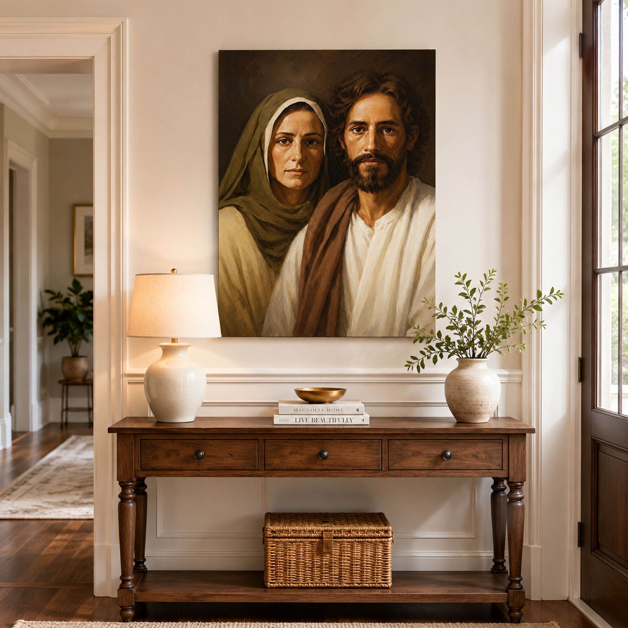Biblical Husband and Wife Portrait Canvas Print, Christian Home Decor