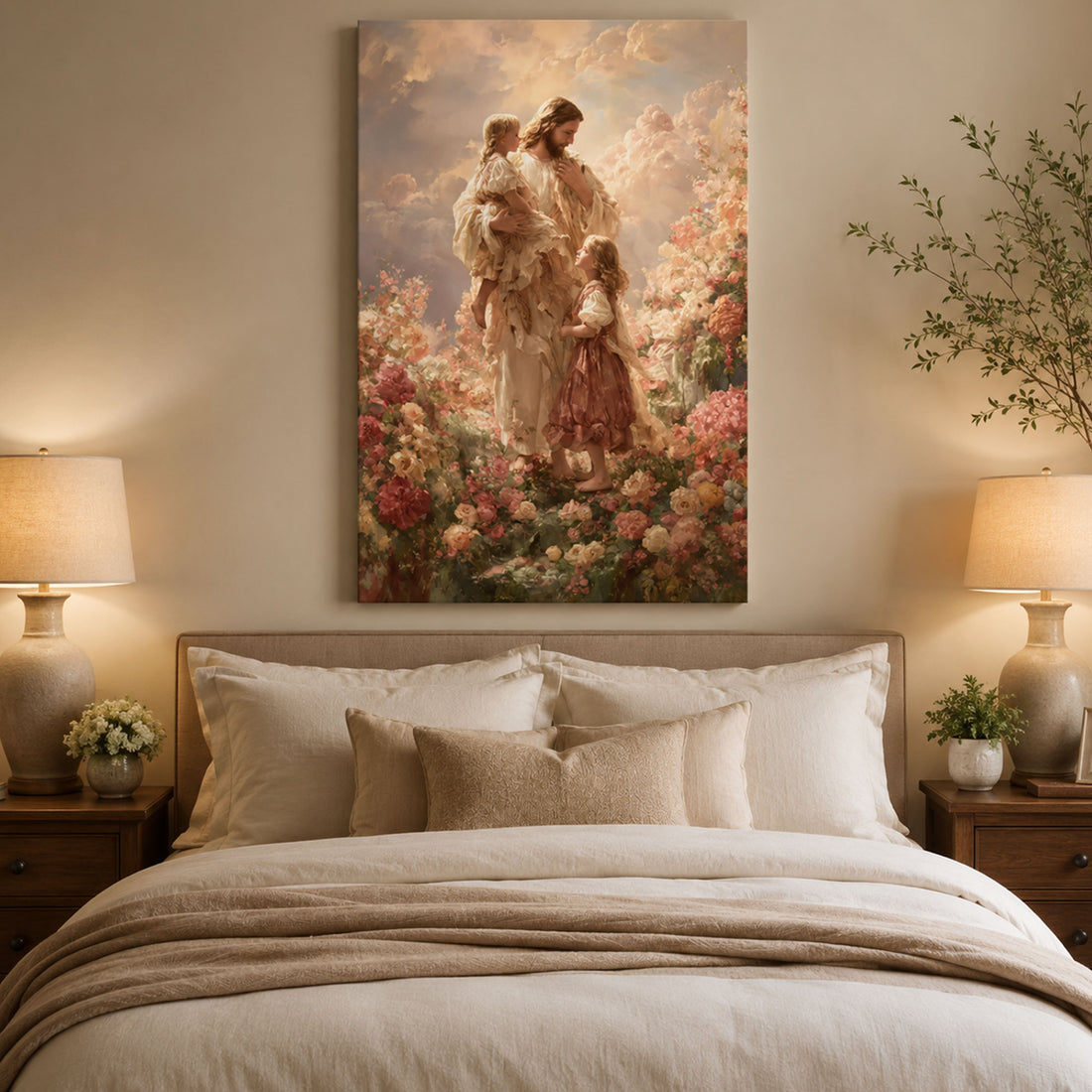 Children Of Heaven Canvas Print Jesus Painting Christian Wall Art Large Vintage Faith Home Decor