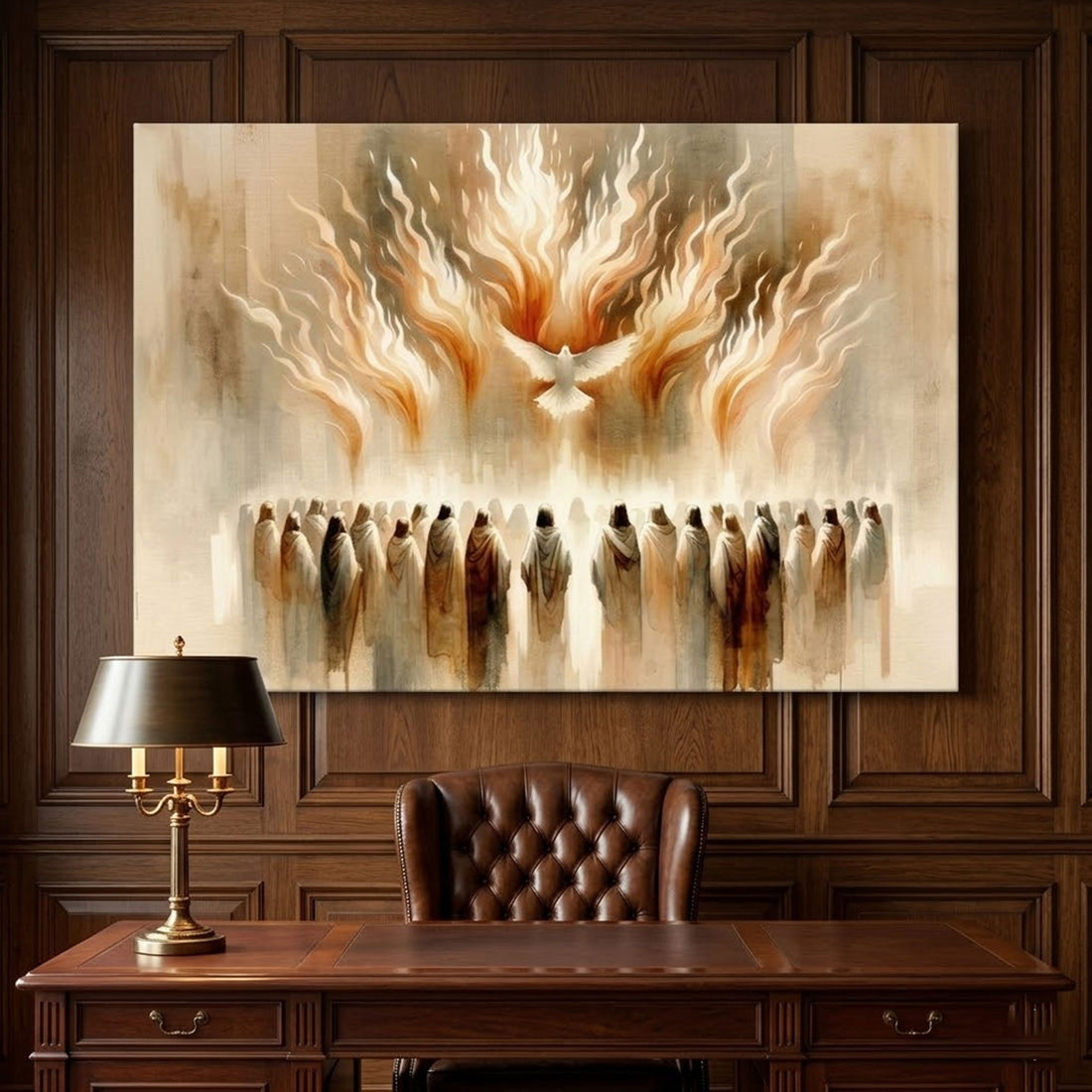 Pentecost Holy Spirit Watercolor Flame Canvas Print, Christian Wall Art, Inspirational Faith Home Decor