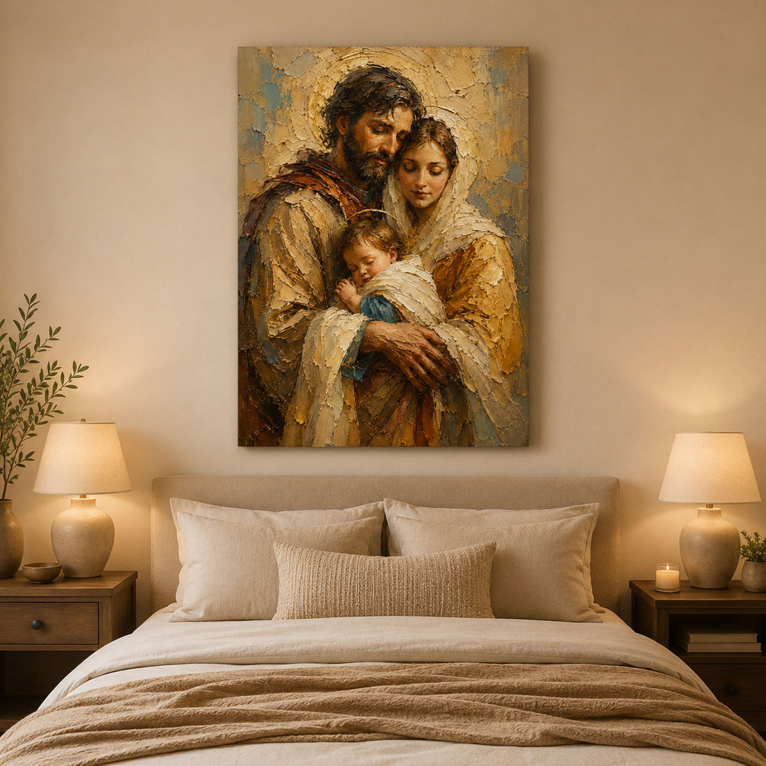 Holy Family Canvas Print, Jesus Mary and Joseph Wall Art, Catholic Family Painting, Christian Home Decor, Sacred Family Gift