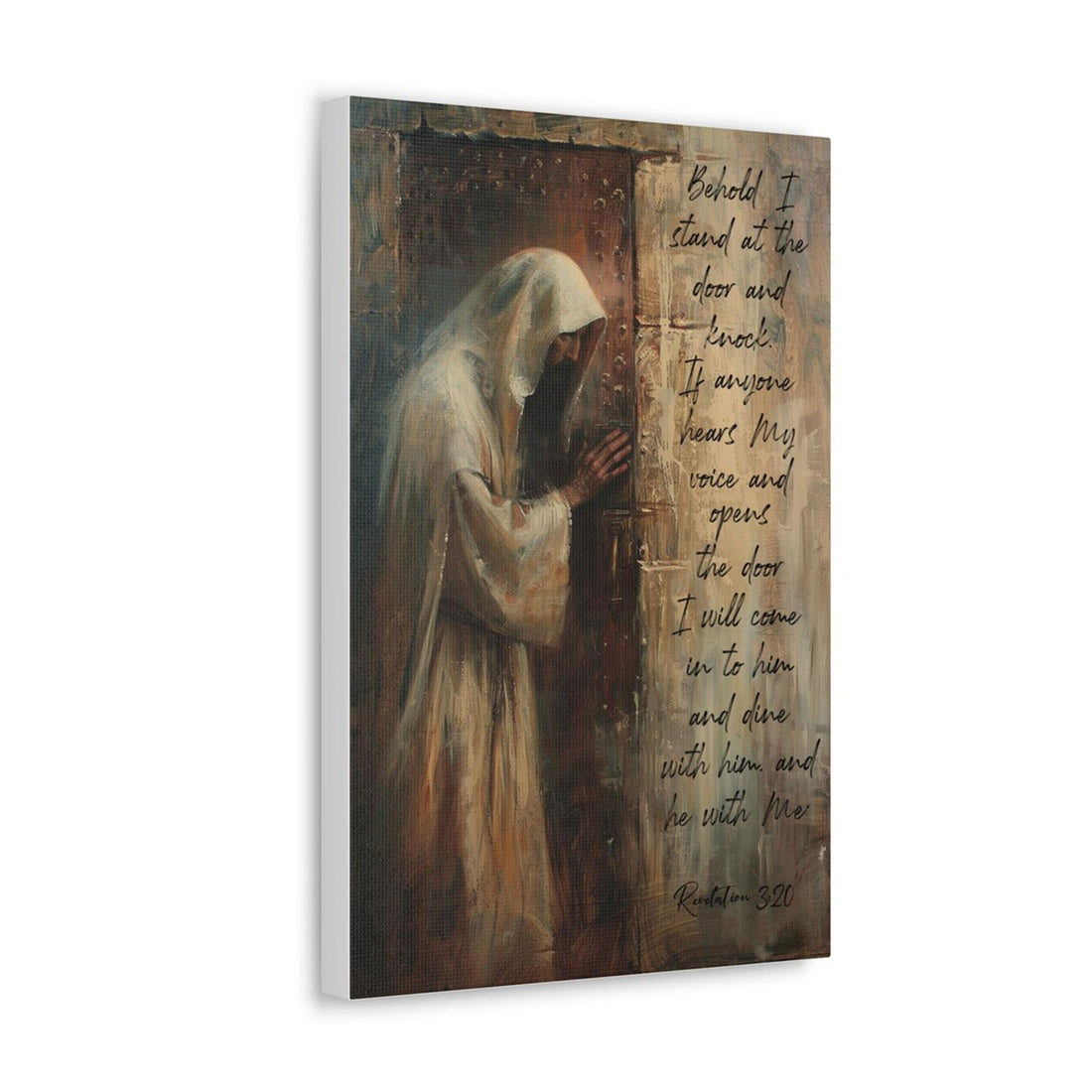 Jesus Knocking Canvas Wall Art, Christian Home Decor, Religious Faith Painting Gift