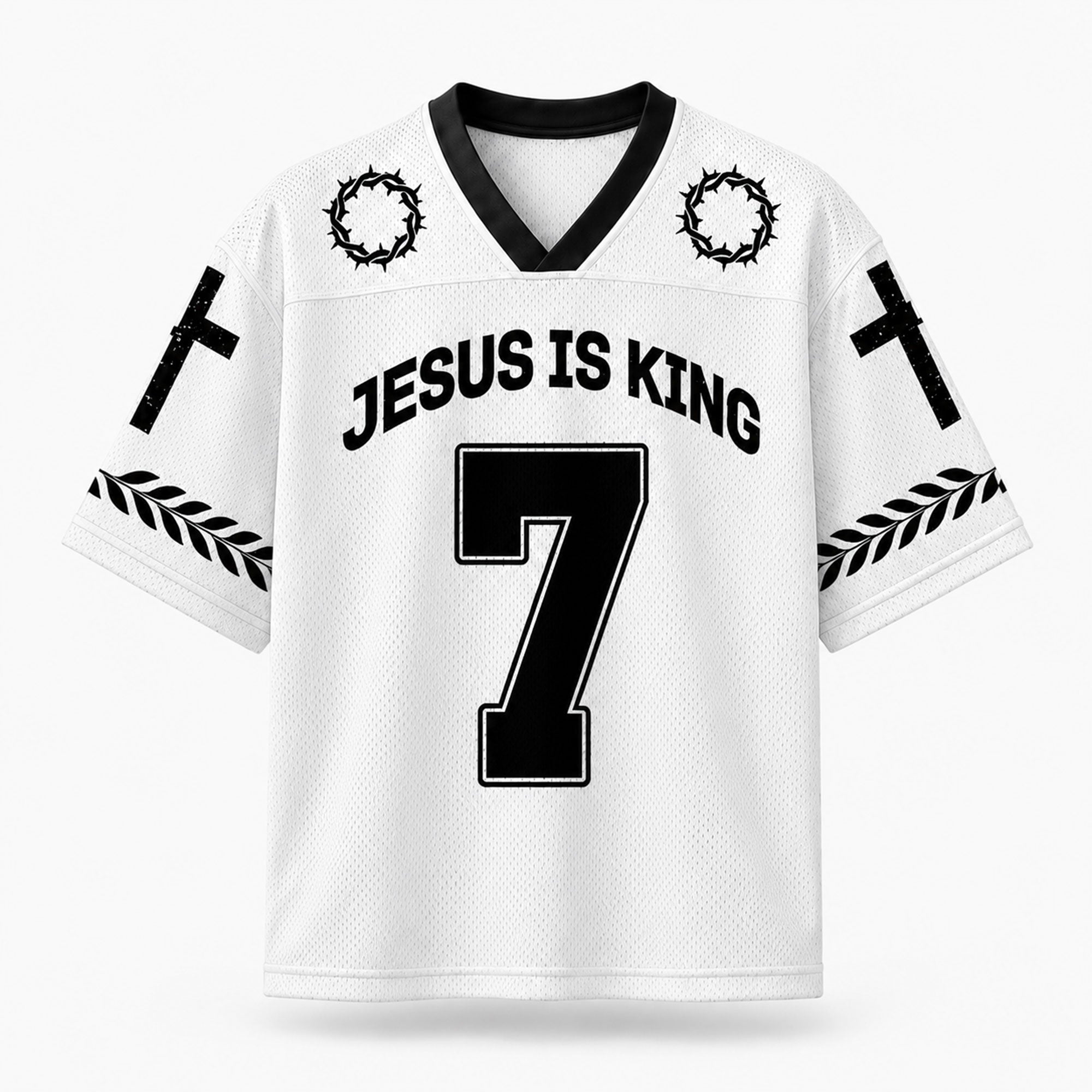 Jesus Is King No. 7 Mesh Jersey, Names of Jesus Christian Apparel