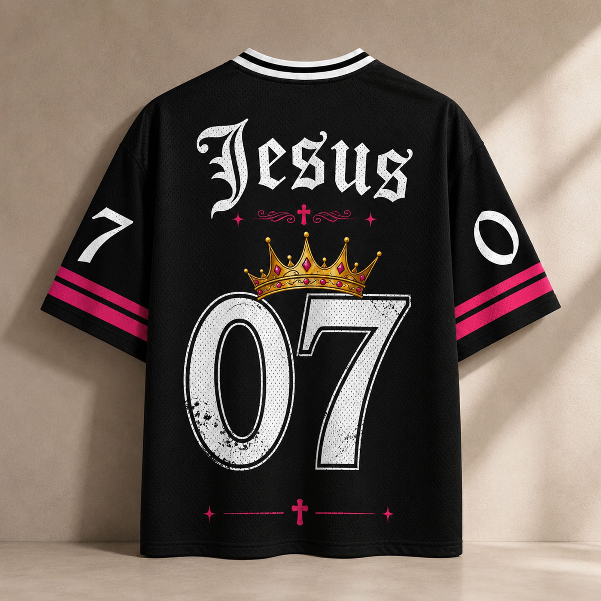 Personalized Jesus Is King Christian Mesh Jersey, Custom Name and Number, King of Hearts Faith Shirt
