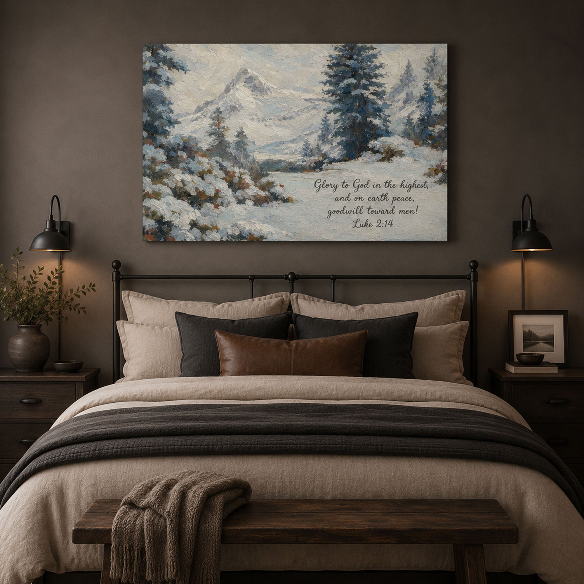 Luke 2:14 Glory to God in the Highest Canvas Print, Christian Home Decor