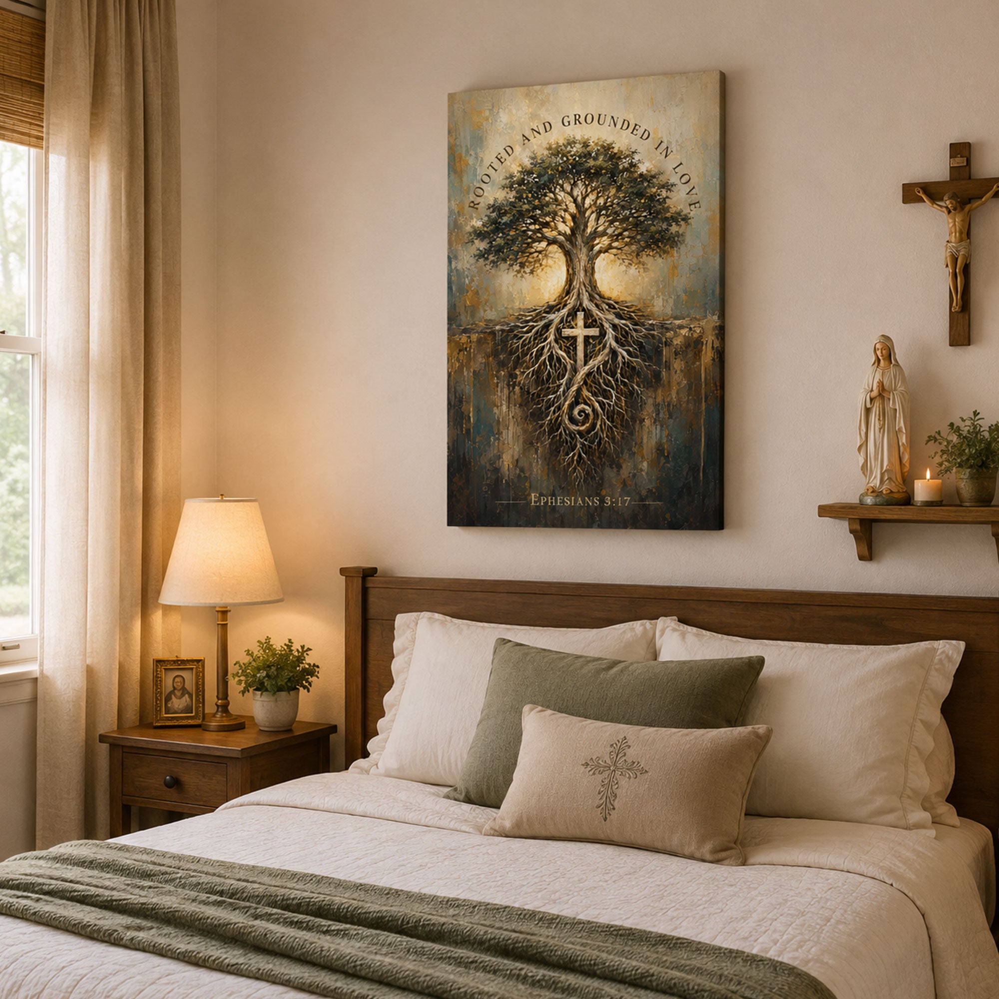 Ephesians 3:17 Rooted and Grounded in Love Canvas Print, Christian Home Decor