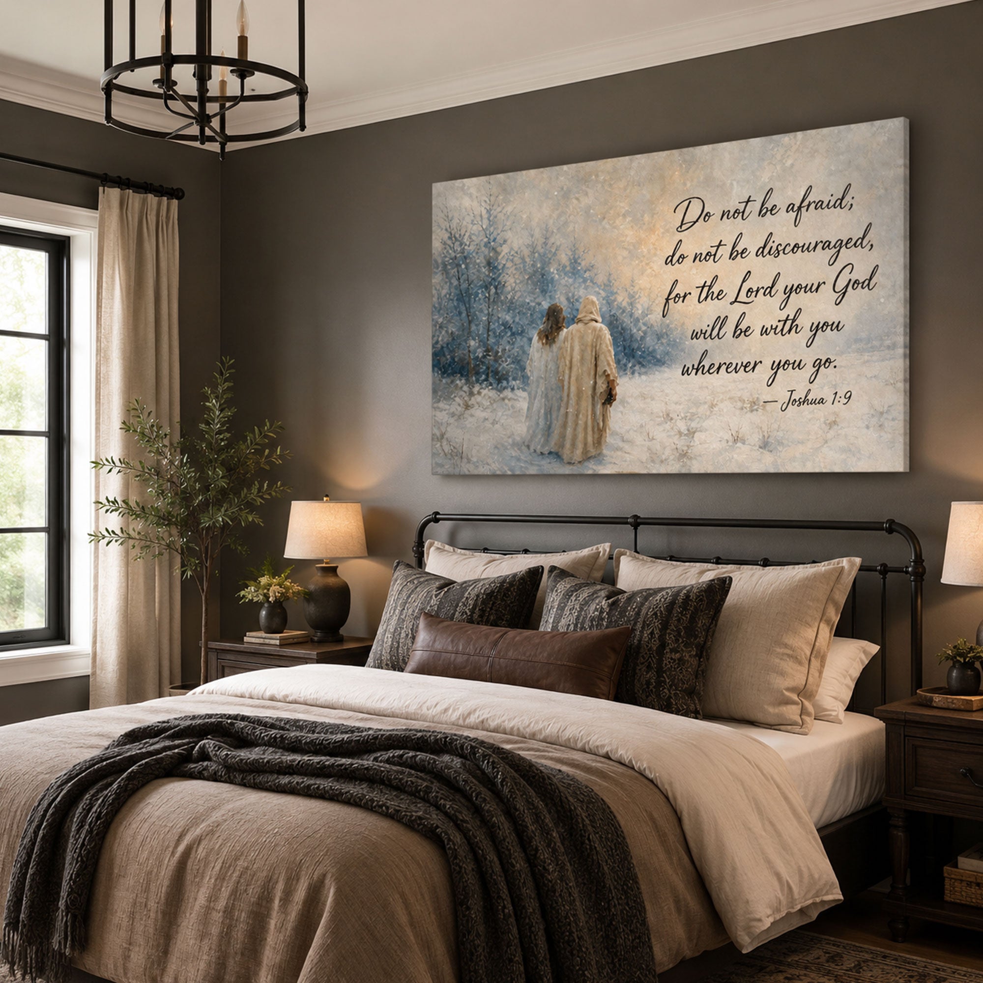 Personalized Bible Verse Winter Canvas Print, Christian Faith Home Decor