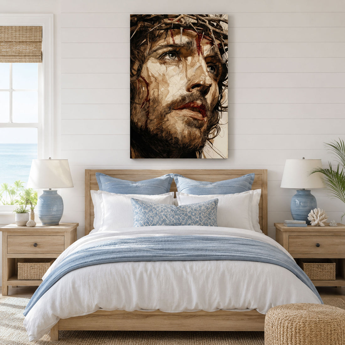 Crown of Thorns Passion of Christ Watercolor Canvas Print, Christian Catholic Wall Art, Sacred Faith Decor