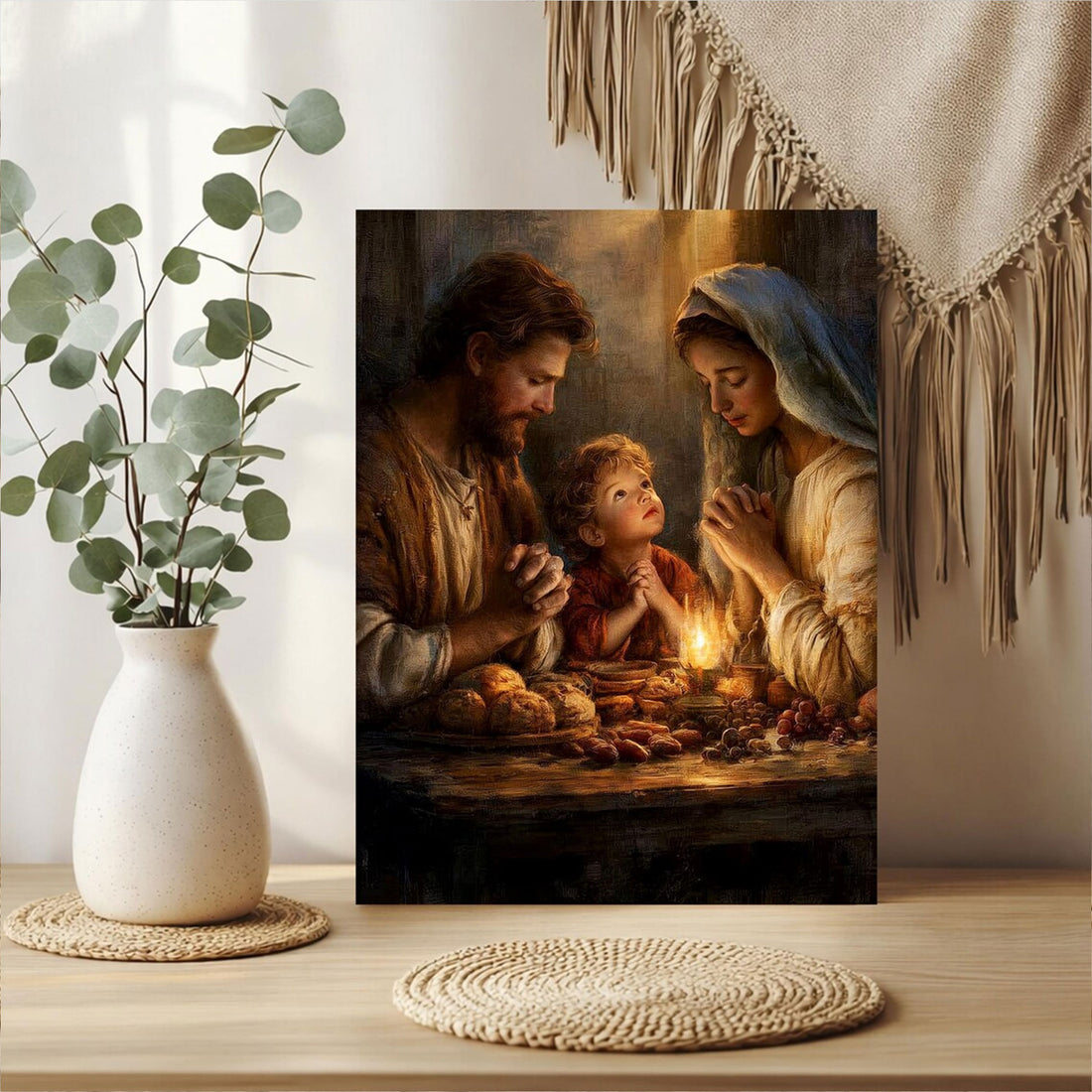 Holy Family Prayer Canvas Art Christian Faith Wall Decor Catholic Religious Home Decoration