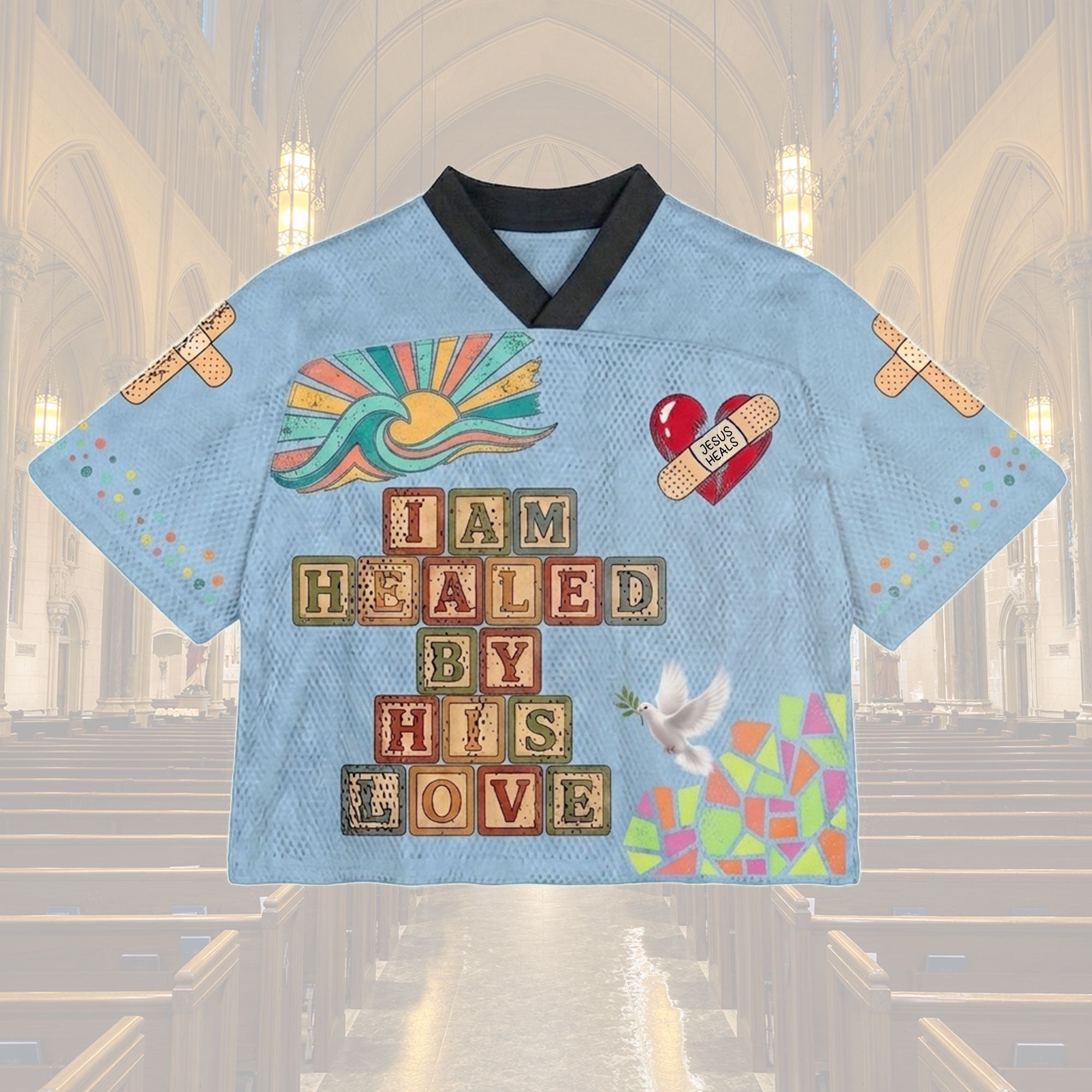 Personalized Healed by His Love Mesh Jersey, Custom Name and Number Christian Apparel