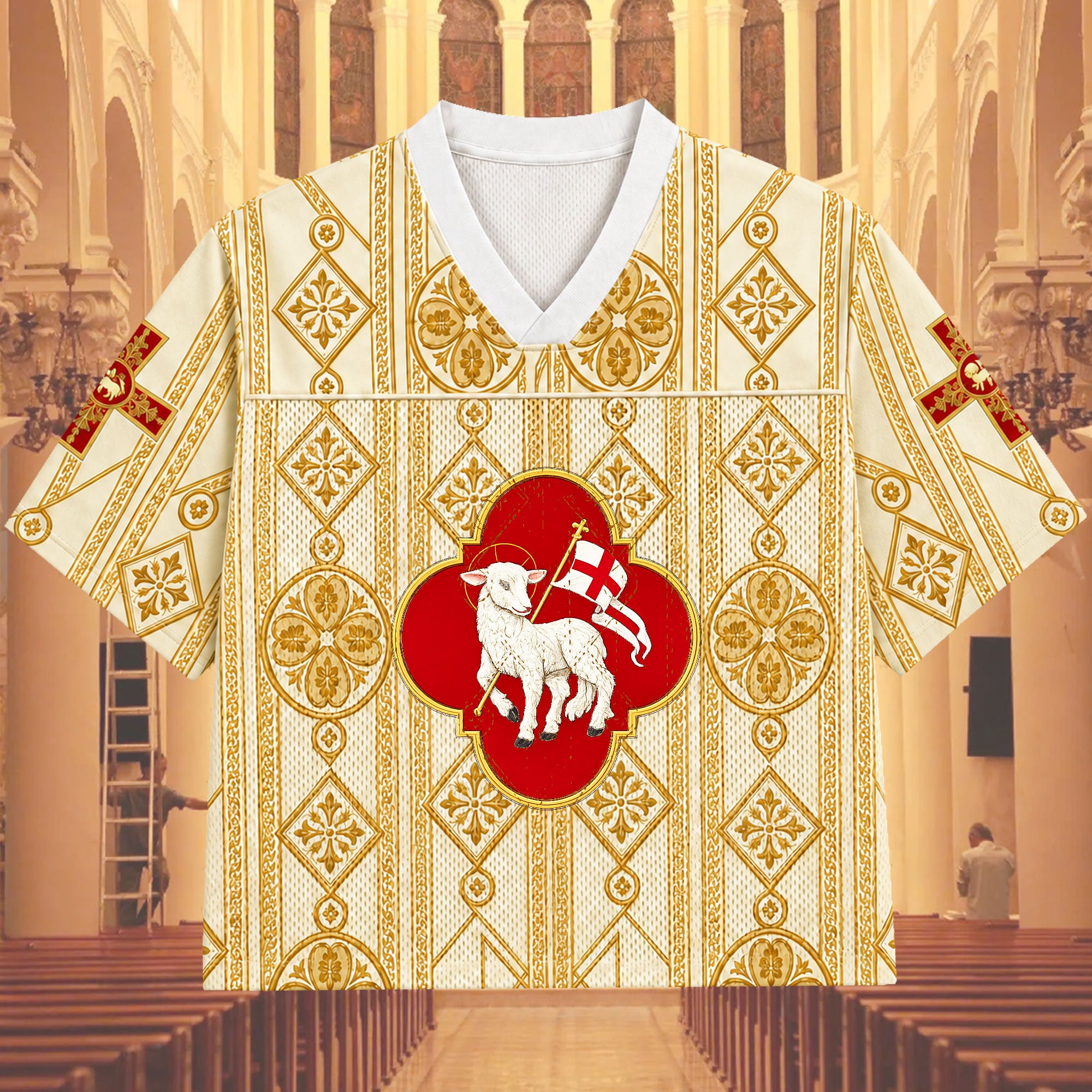 Lamb of God Agnus Dei Mesh Jersey, Catholic Christian Apparel