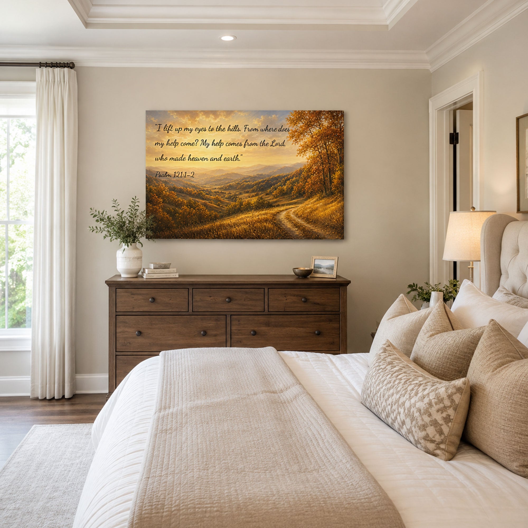 Custom Scripture Mountain Canvas Print, Faith Home Decor