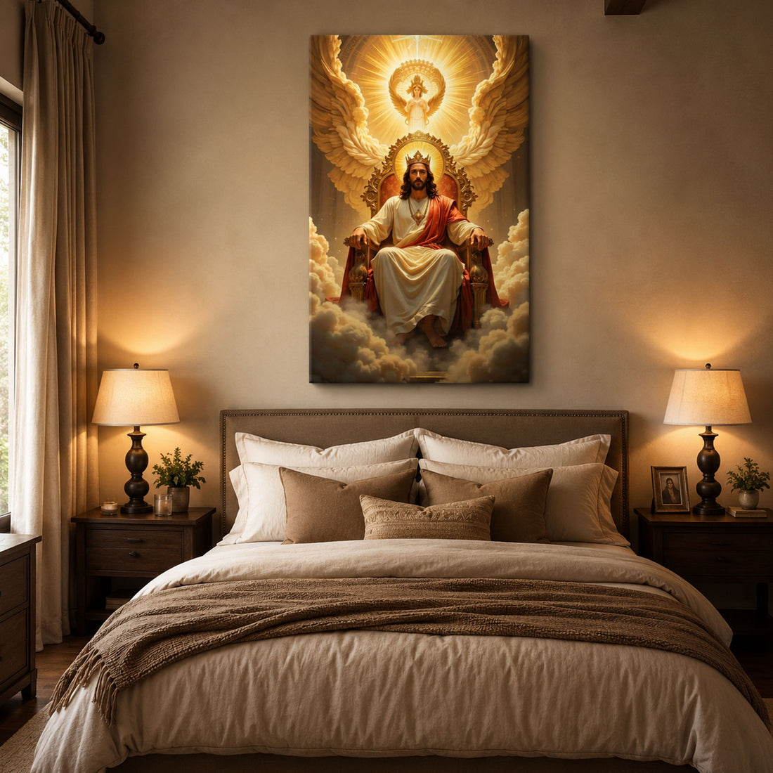 Jesus Christ Enthroned in Heaven Canvas Print Heavenly King Christian Wall Art Sacred Faith Home Decor